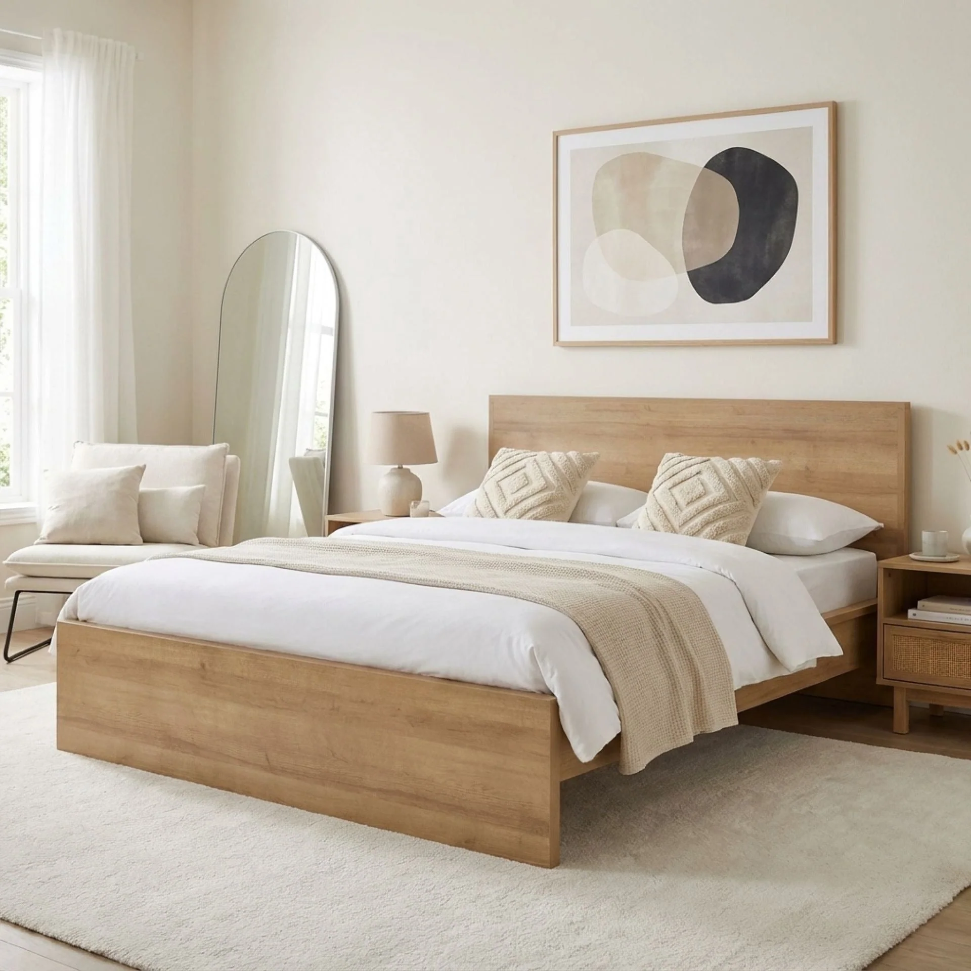 Harris King Bed Frame with Storage - Oak - Image 4
