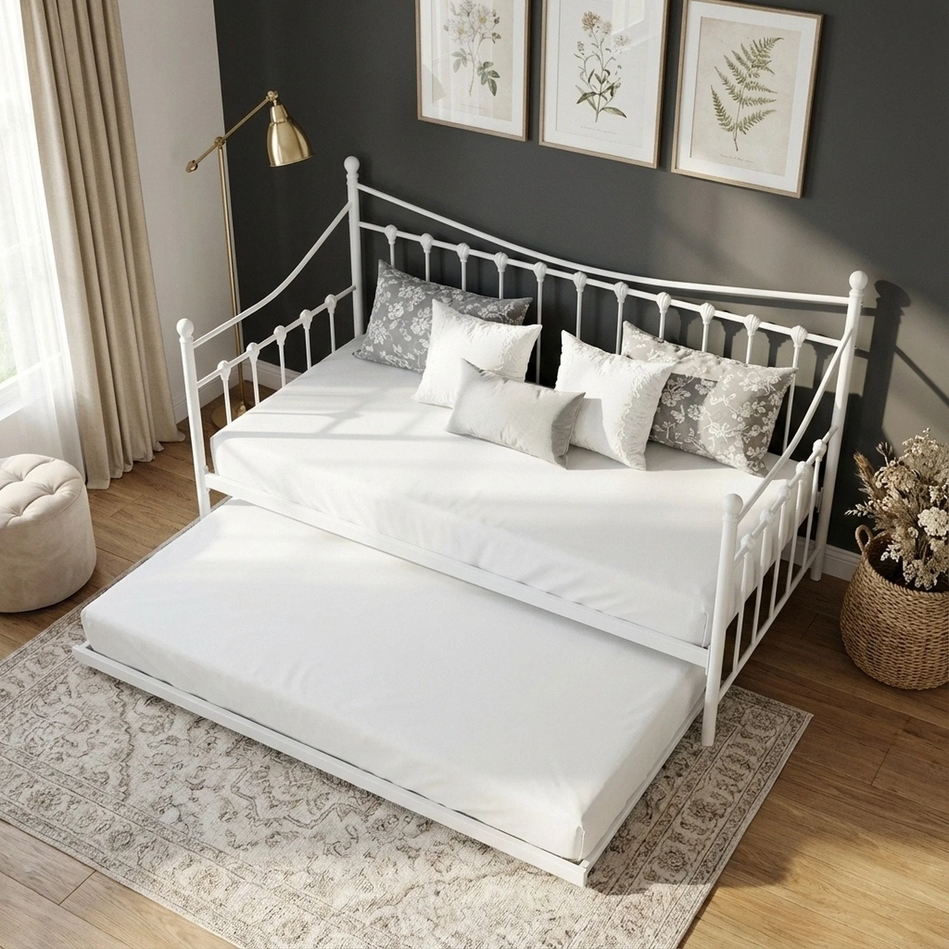 Hartz Single Metal Trundle Bed Frame - White - Image 3