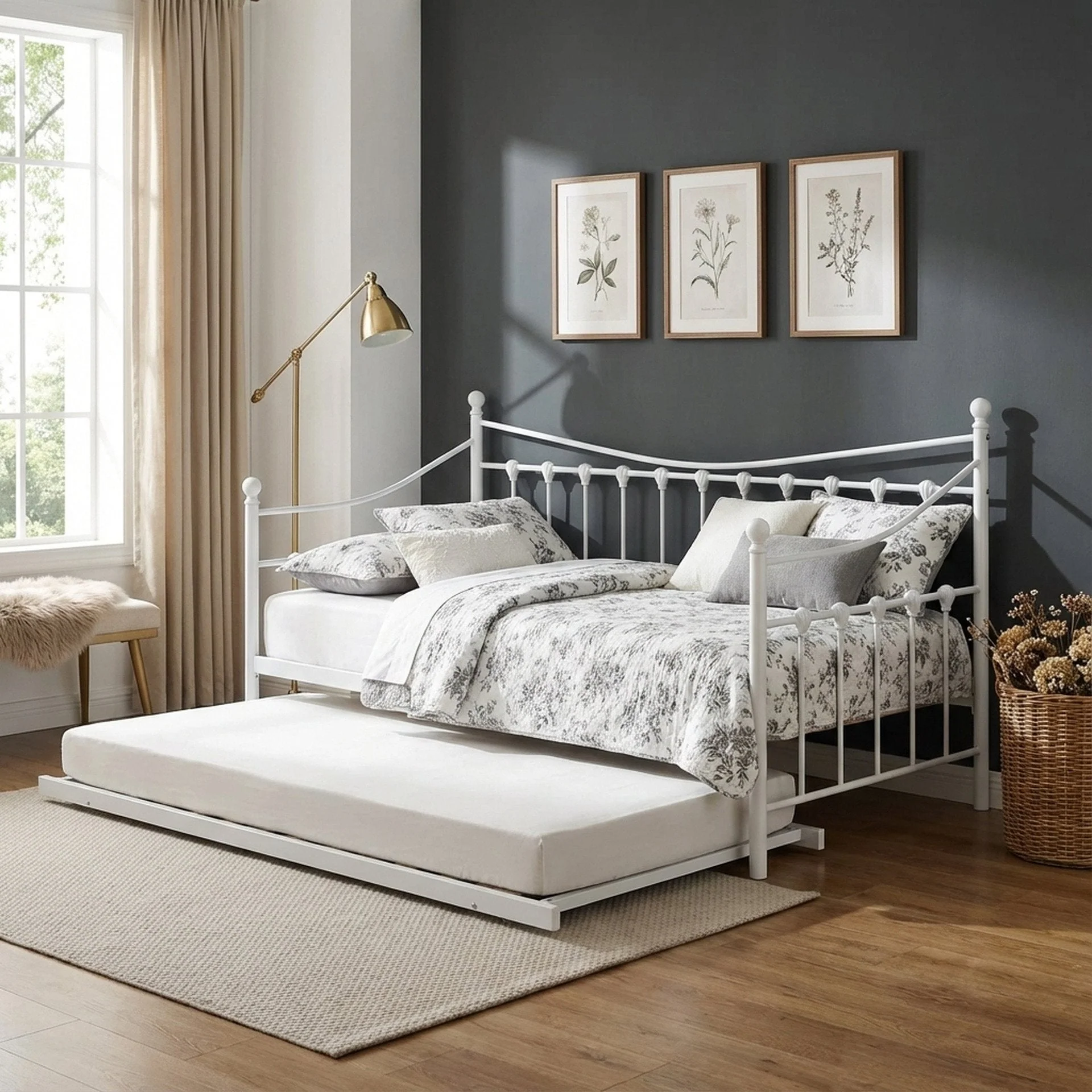 Hartz Single Metal Trundle Bed Frame - White - Image 4