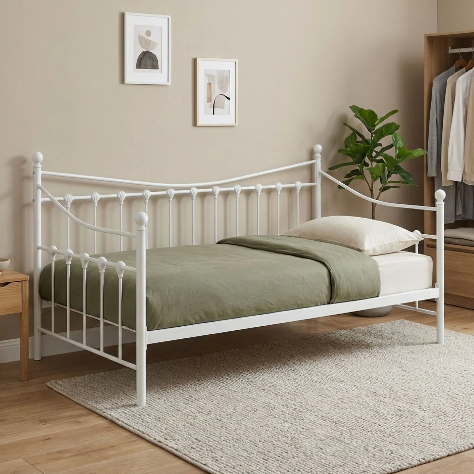 Hartz Single Metal Day Bed - White - Image 4