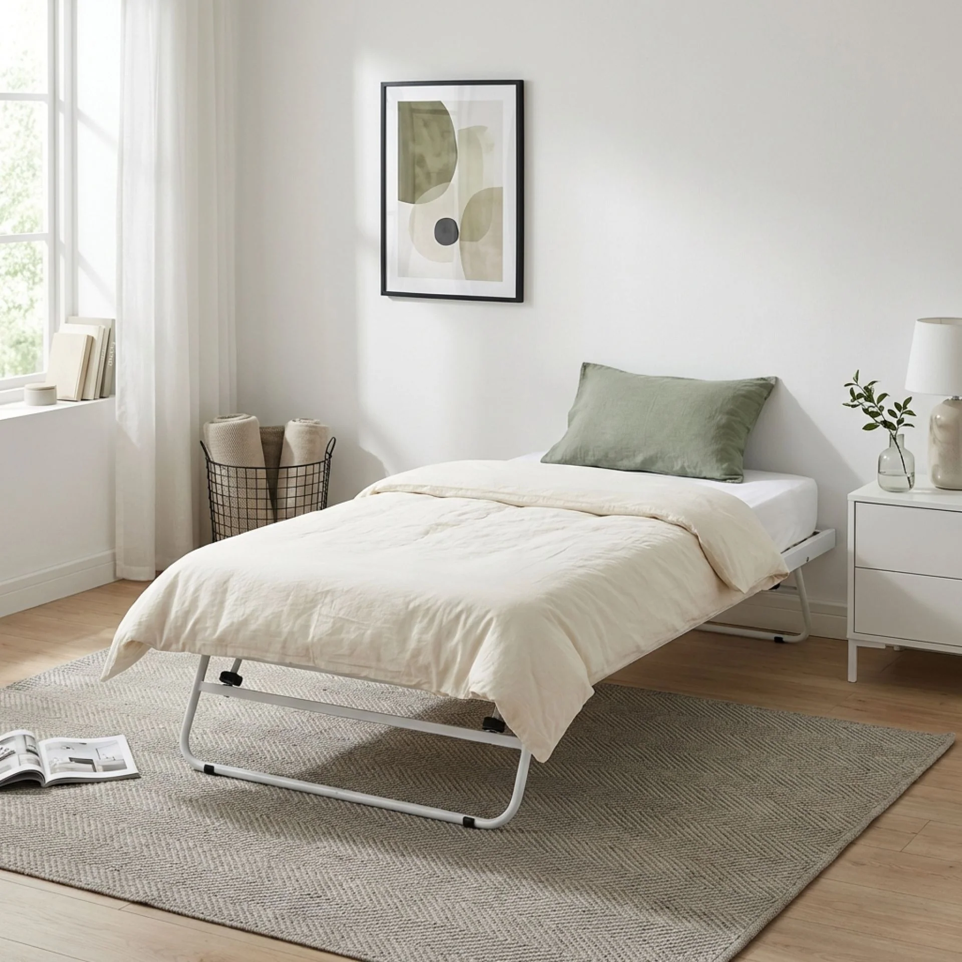 Hartz Single Pull Out Bed Frame - White - Image 2