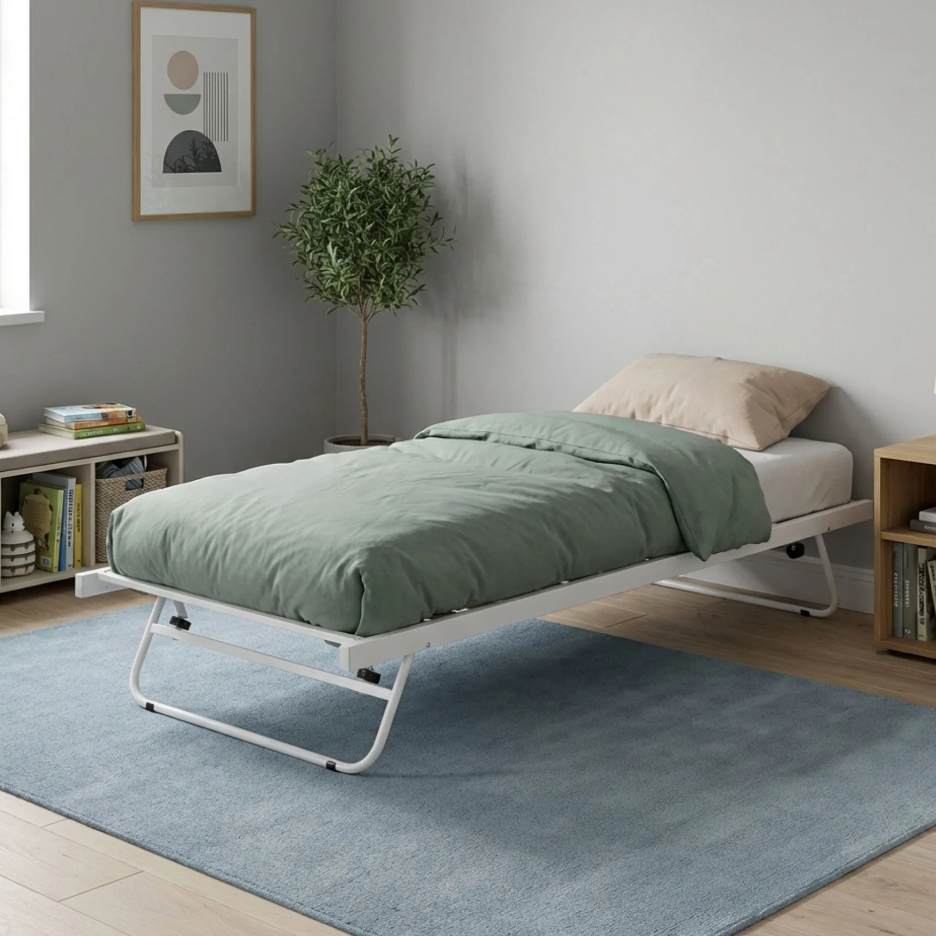 Hartz Single Pull Out Bed Frame - White - Image 5