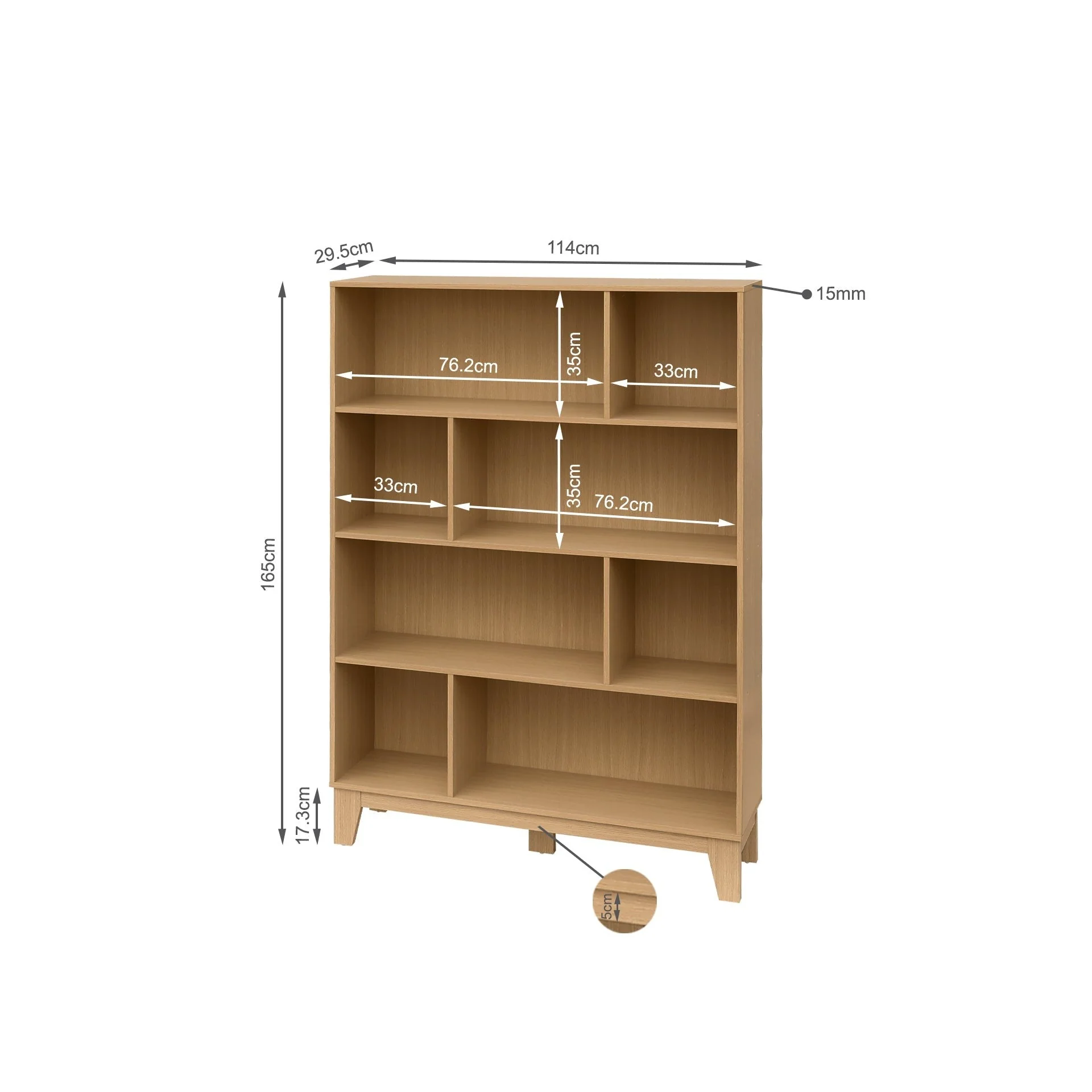 Haruru Bookshelf Storage Shelf - Oak - Image 8