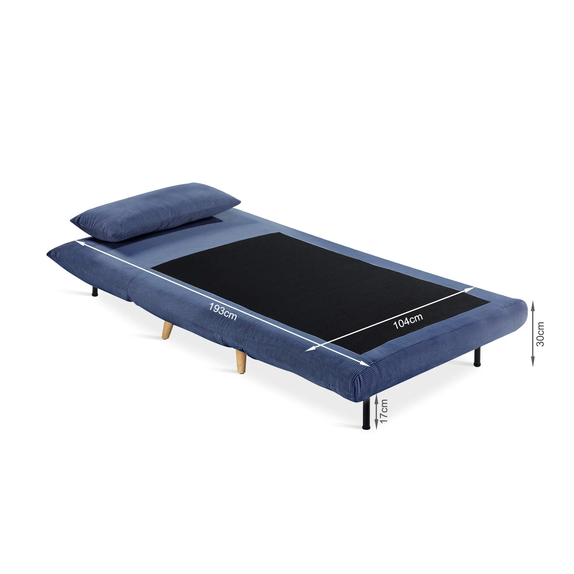 Hastings 1 Seater Fold-Out Sofa Bed - Navy Blue - Image 16