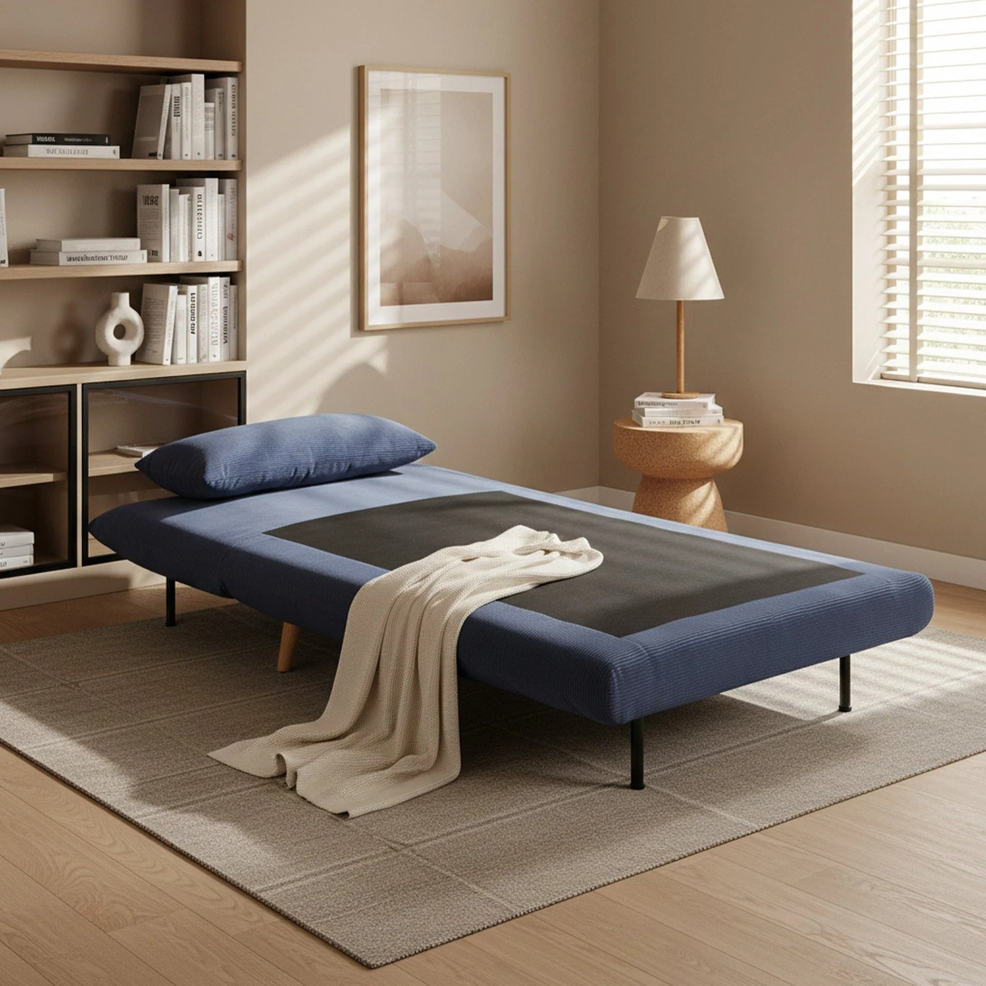 Hastings 1 Seater Fold-Out Sofa Bed - Navy Blue - Image 5