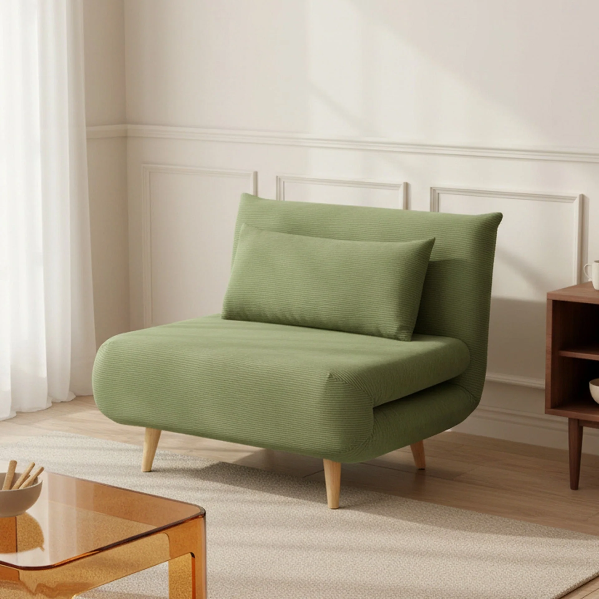 Hastings 1 Seater Fold-Out Sofa Bed - Olive