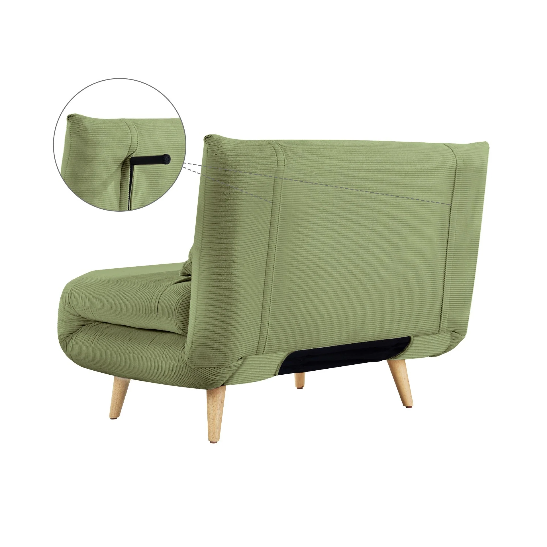 Hastings 1 Seater Fold-Out Sofa Bed - Olive - Image 10