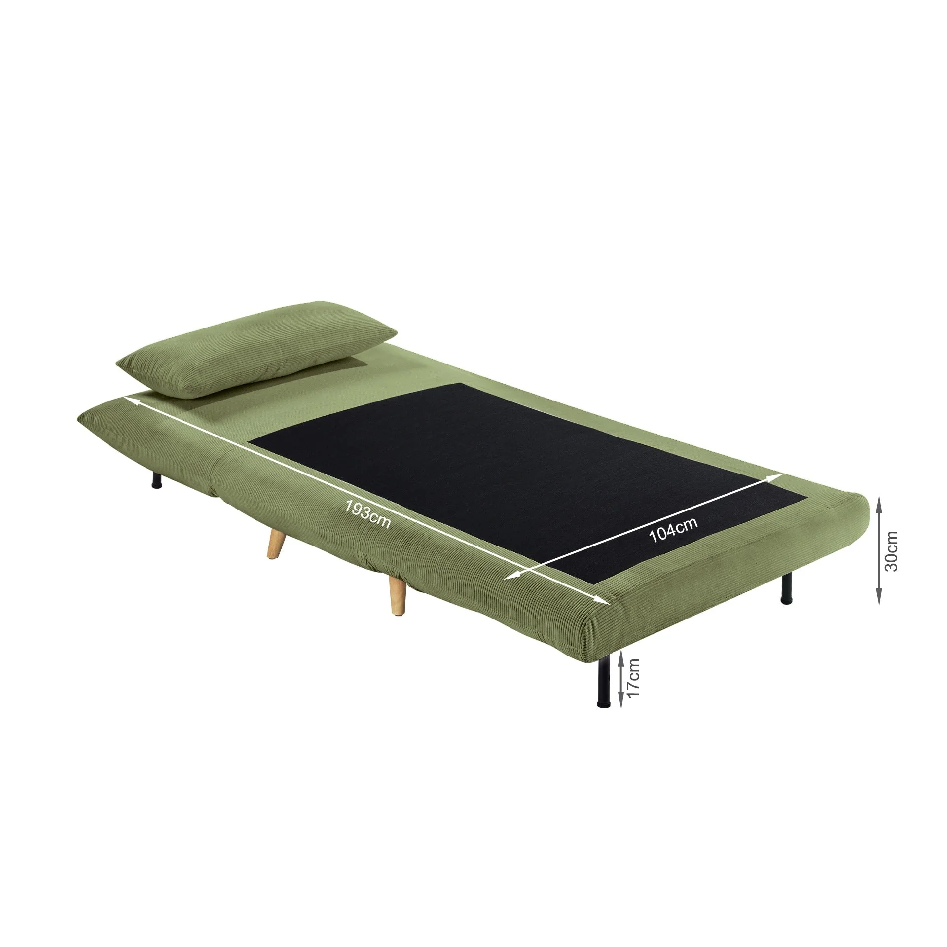Hastings 1 Seater Fold-Out Sofa Bed - Olive - Image 16