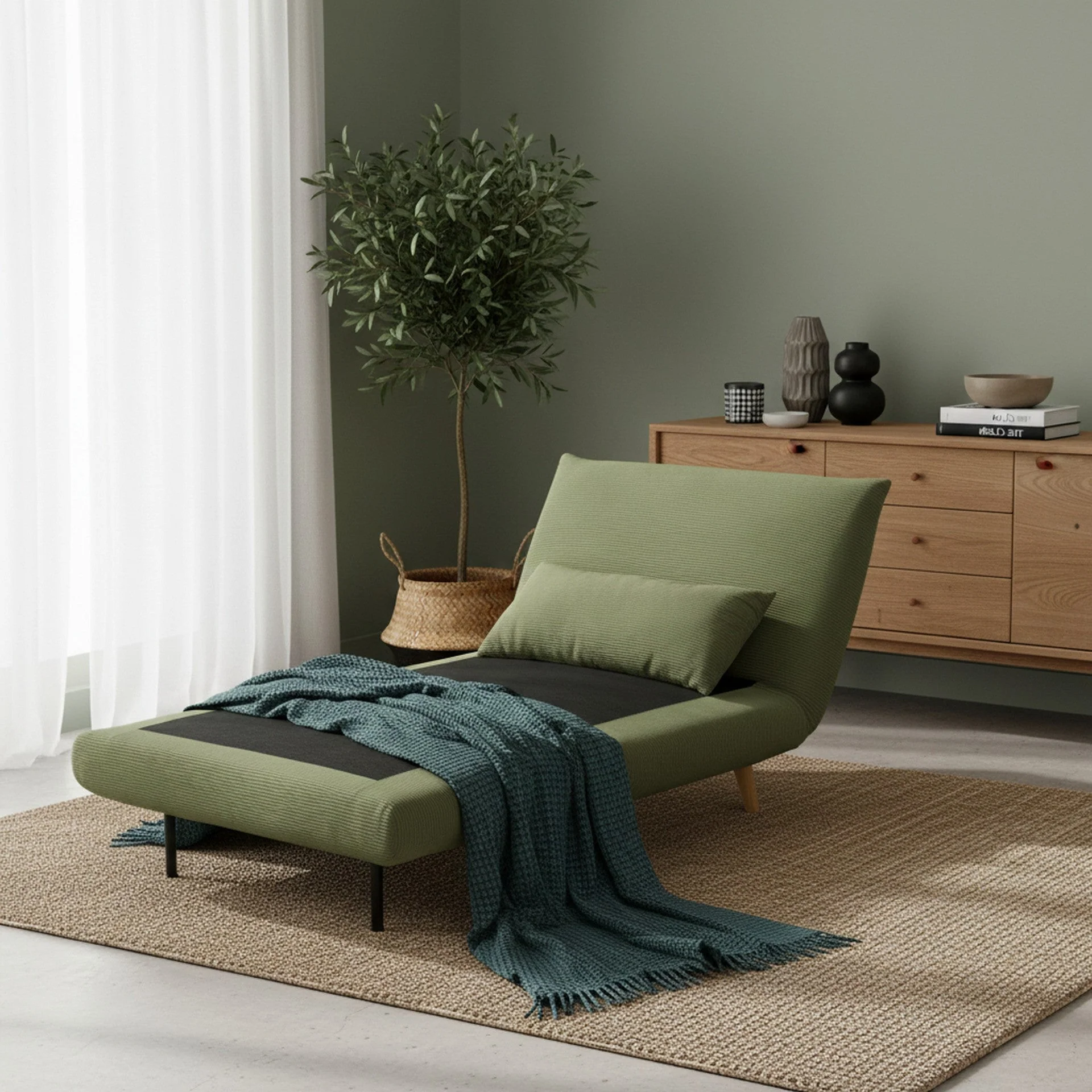 Hastings 1 Seater Fold-Out Sofa Bed - Olive - Image 4