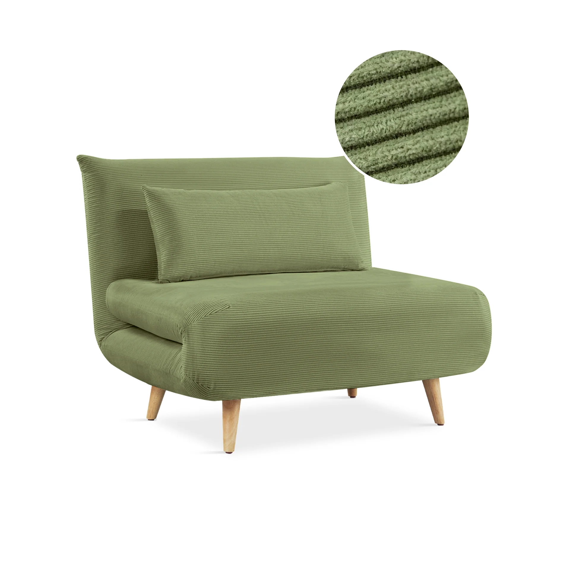 Hastings 1 Seater Fold-Out Sofa Bed - Olive - Image 6
