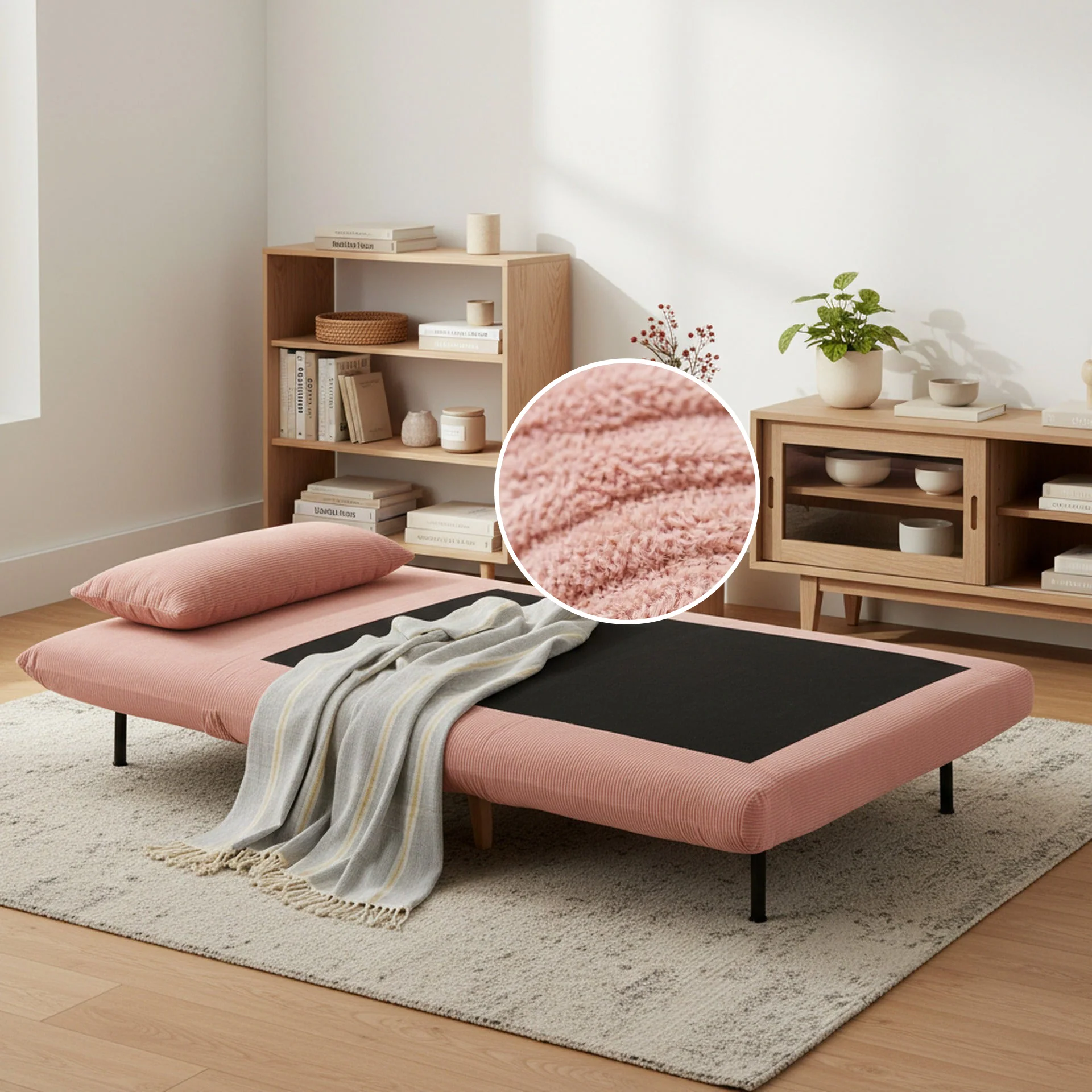 Hastings 1 Seater Fold-Out Sofa Bed - Pink - Image 2