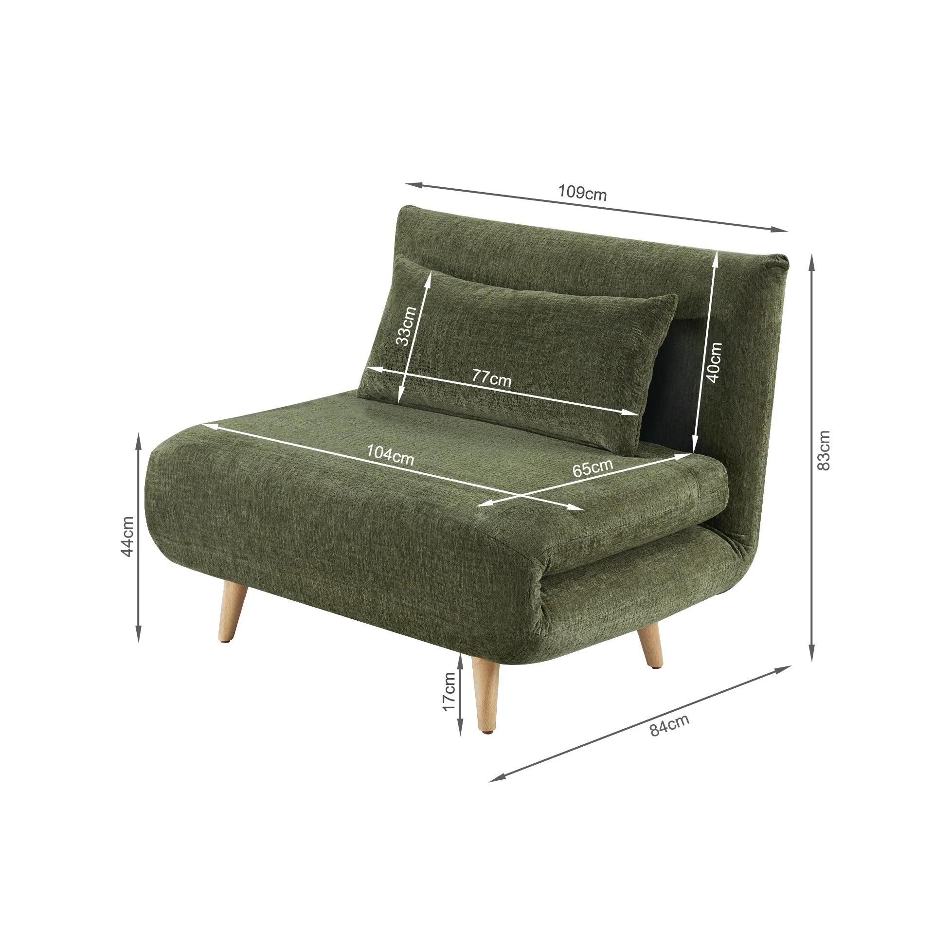Hastings 1 Seater Fold-Out Sofa Bed - Green - Image 16