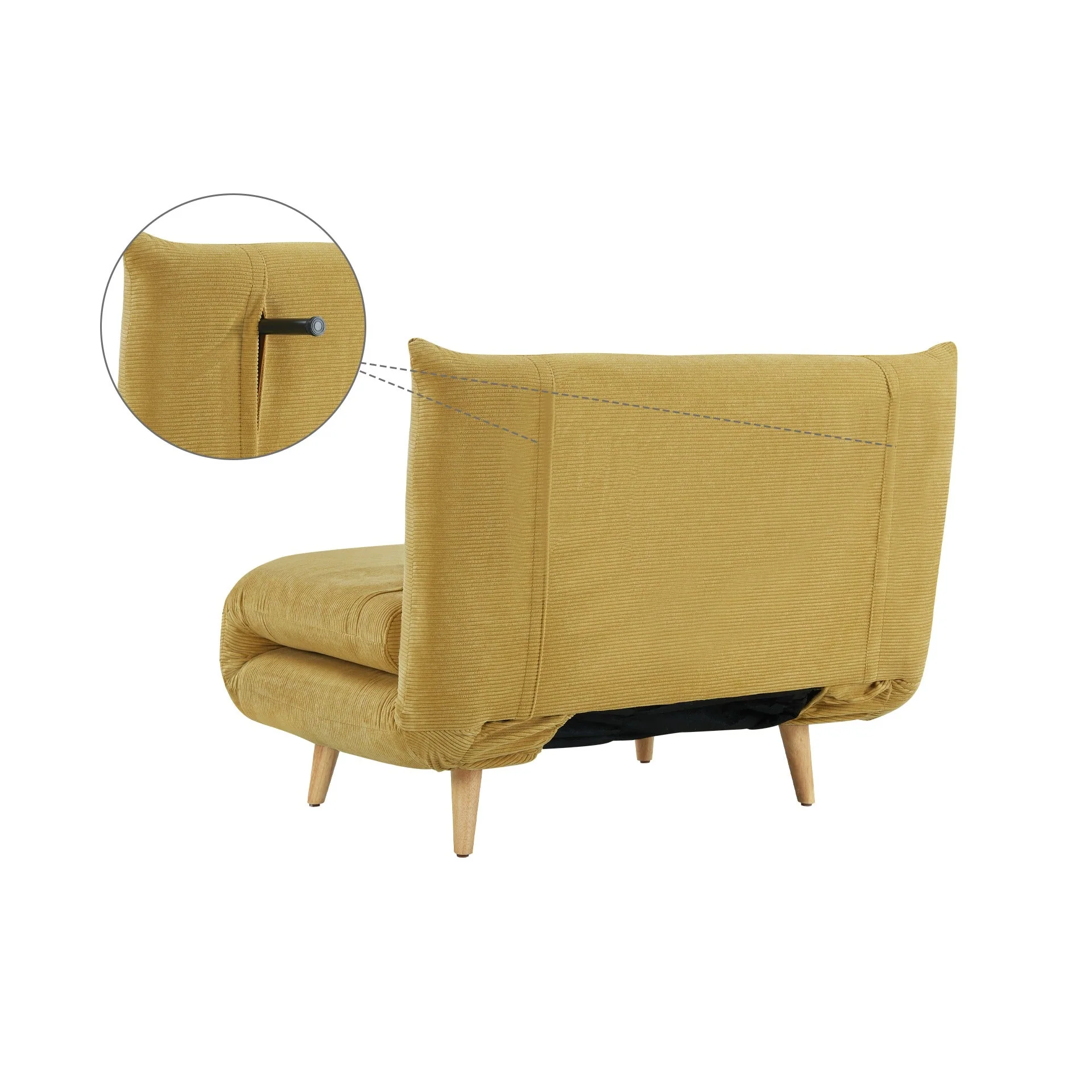 Hastings 1 Seater Fold-Out Sofa Bed - Yellow - Image 11