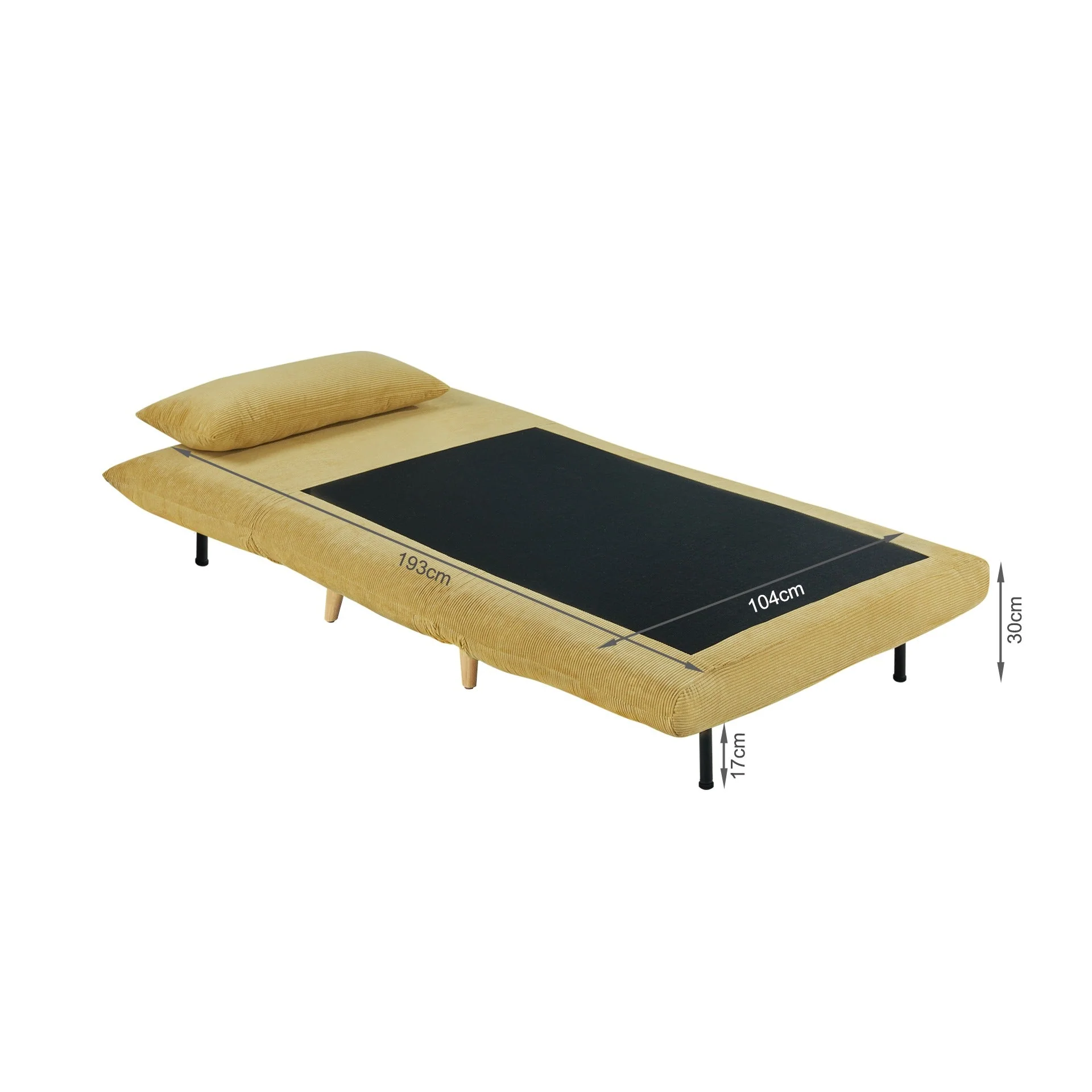Hastings 1 Seater Fold-Out Sofa Bed - Yellow - Image 16