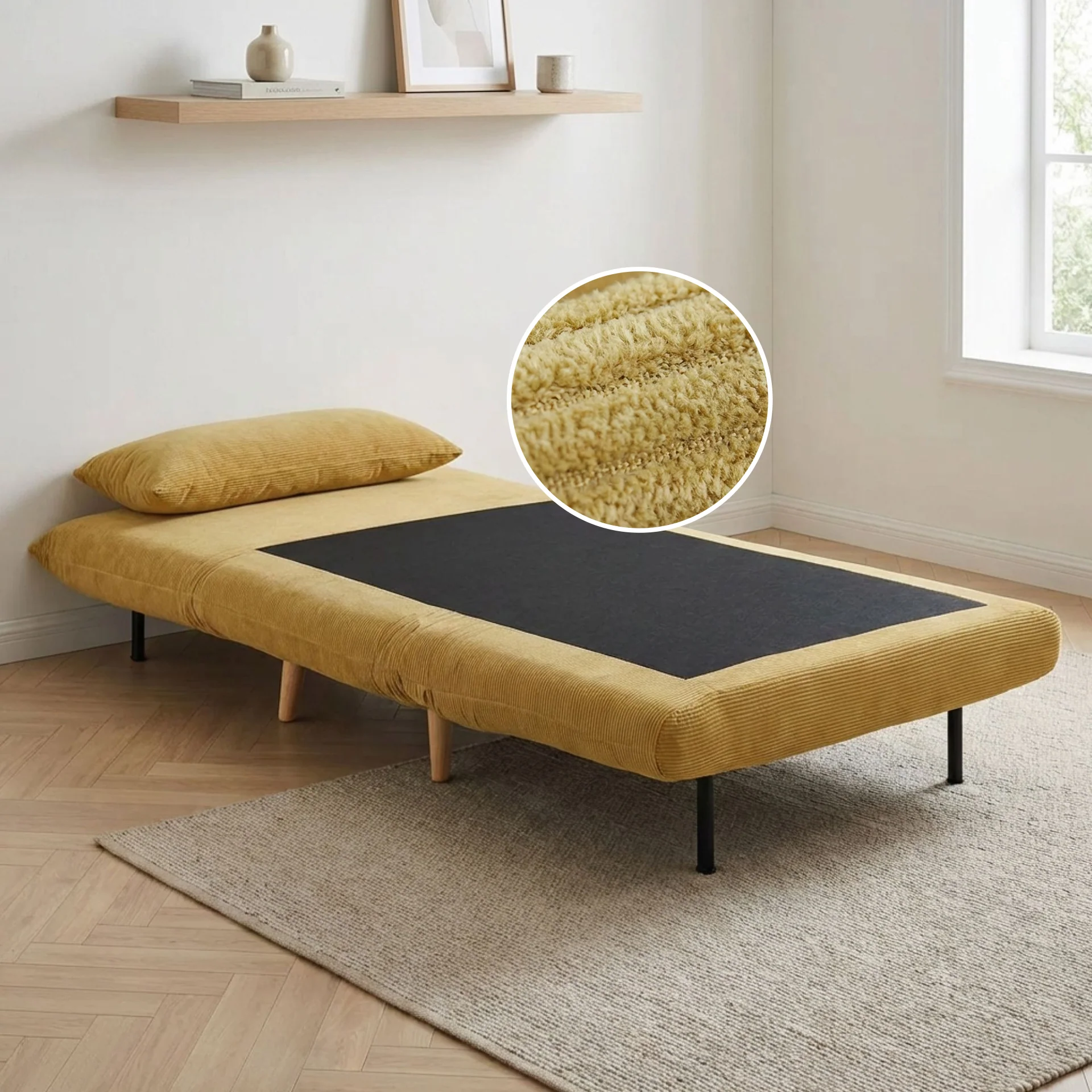 Hastings 1 Seater Fold-Out Sofa Bed - Yellow - Image 2