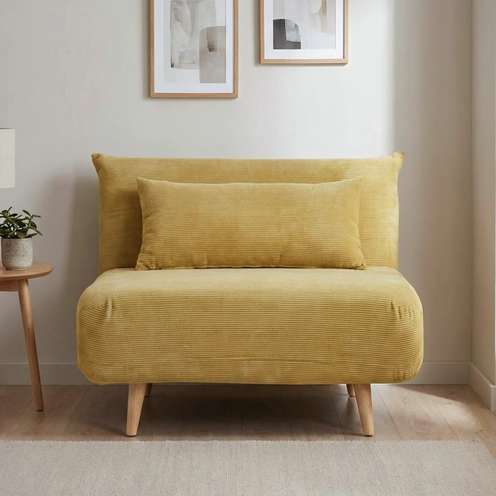 Hastings 1 Seater Fold-Out Sofa Bed - Yellow - Image 3