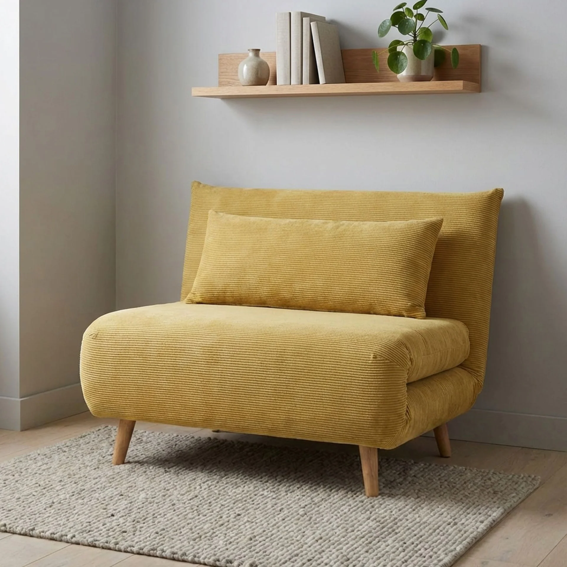 Hastings 1 Seater Fold-Out Sofa Bed - Yellow - Image 4