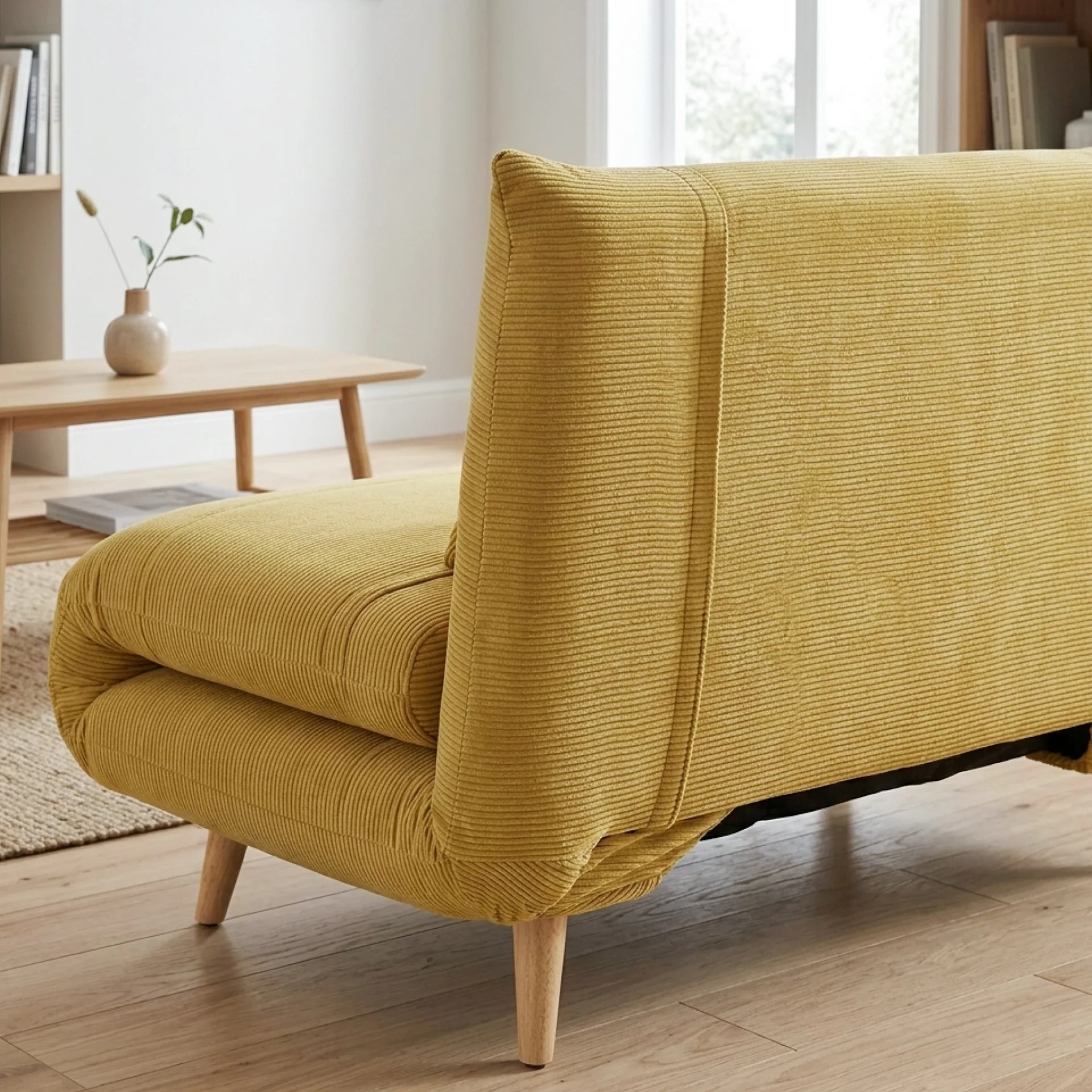Hastings 1 Seater Fold-Out Sofa Bed - Yellow - Image 5