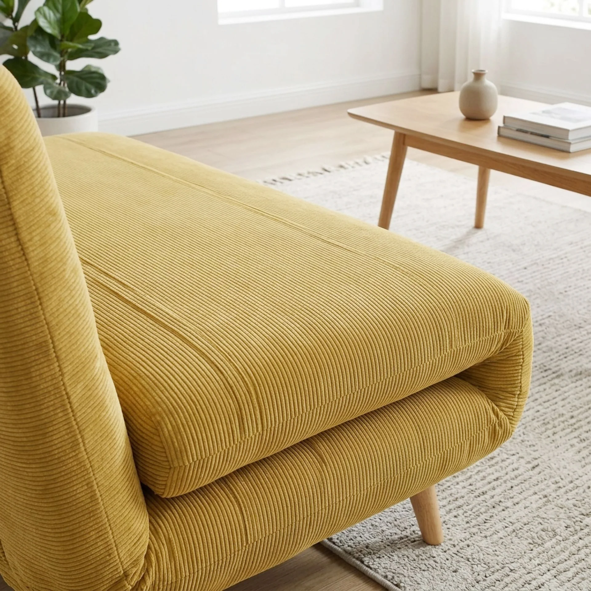 Hastings 1 Seater Fold-Out Sofa Bed - Yellow - Image 6