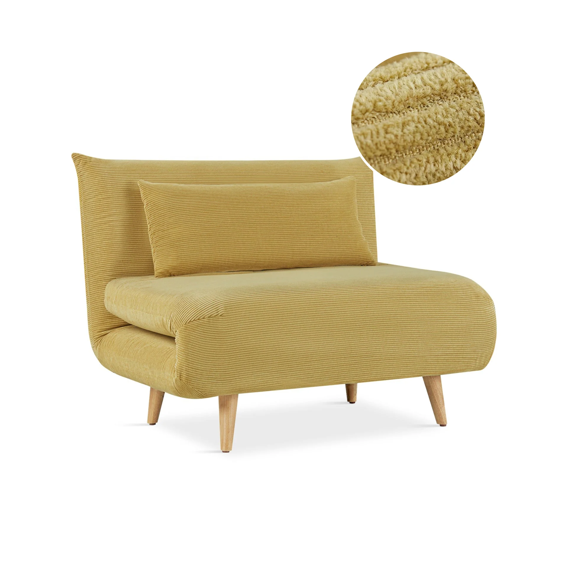 Hastings 1 Seater Fold-Out Sofa Bed - Yellow - Image 7