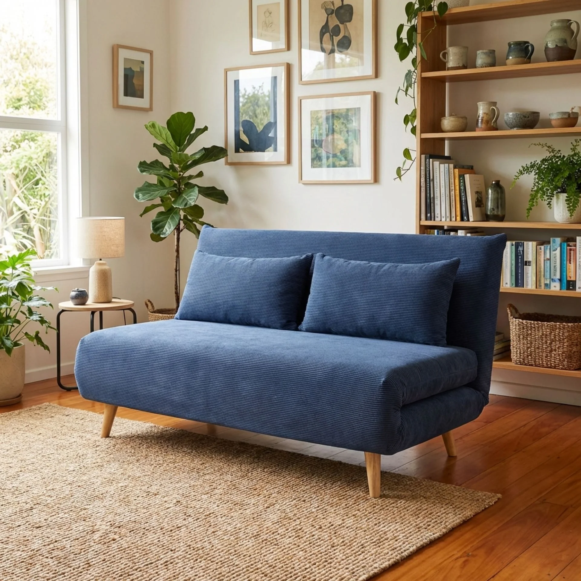 Hastings 2 Seater Fold-Out Sofa Bed - Navy Blue