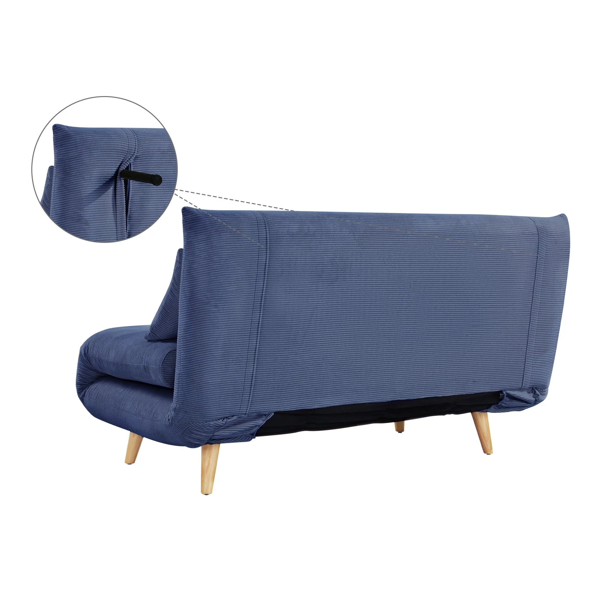 Hastings 2 Seater Fold-Out Sofa Bed - Navy Blue - Image 12