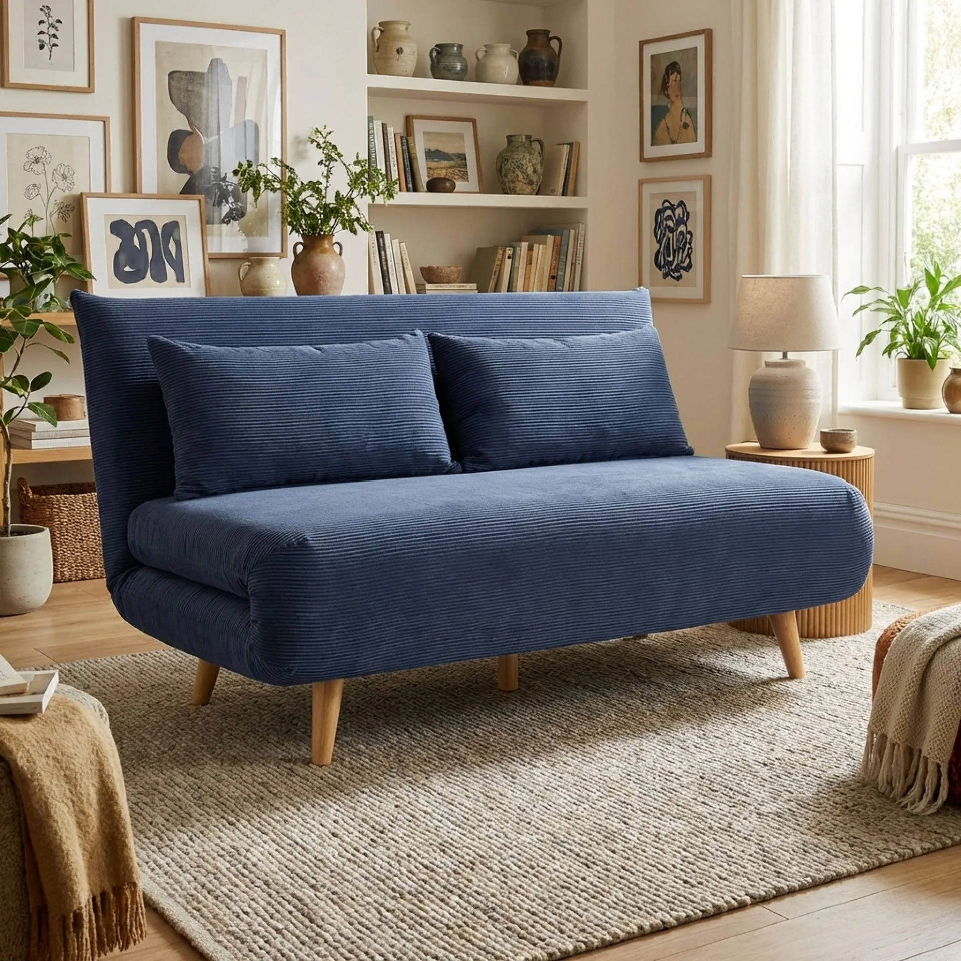 Hastings 2 Seater Fold-Out Sofa Bed - Navy Blue - Image 5
