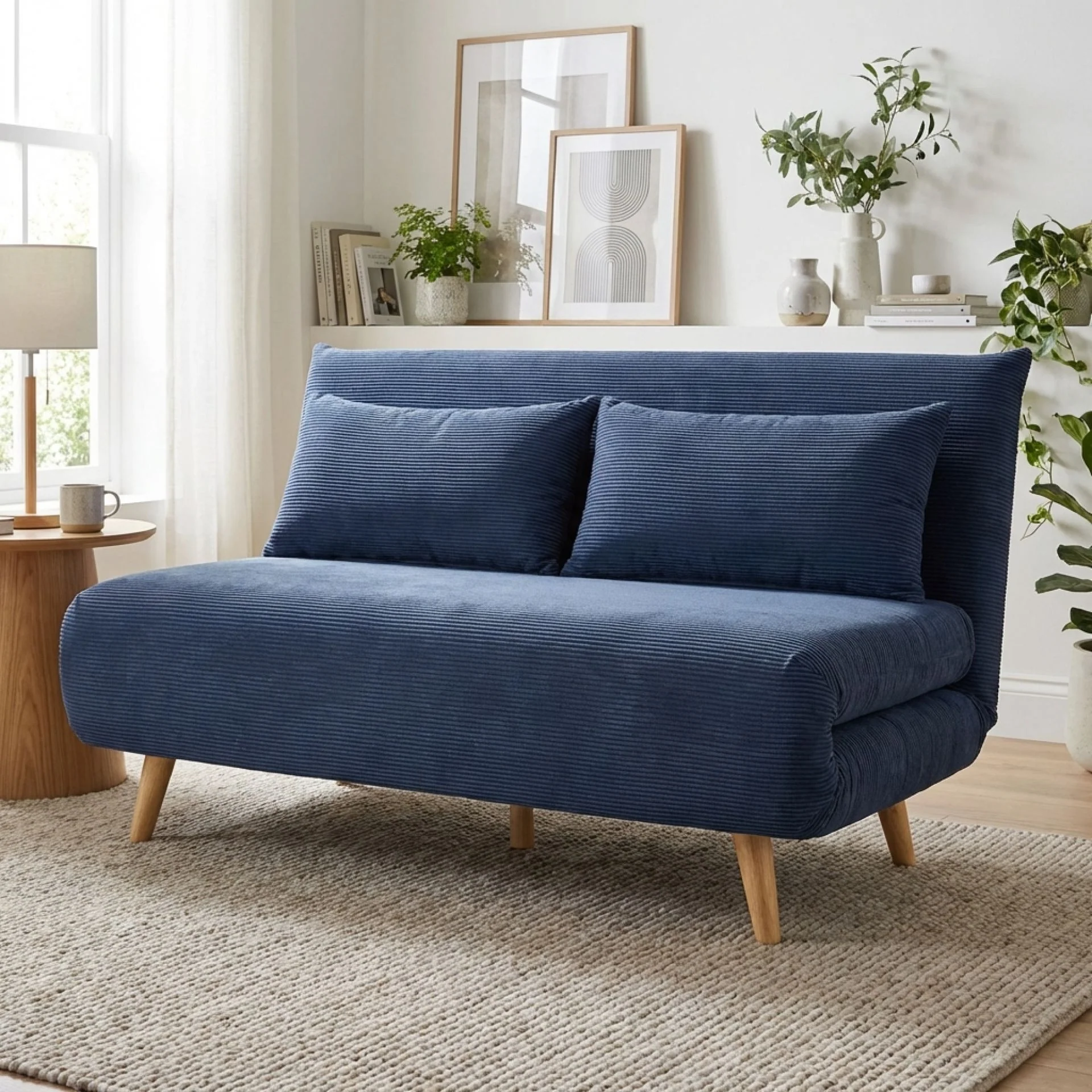 Hastings 2 Seater Fold-Out Sofa Bed - Navy Blue - Image 6