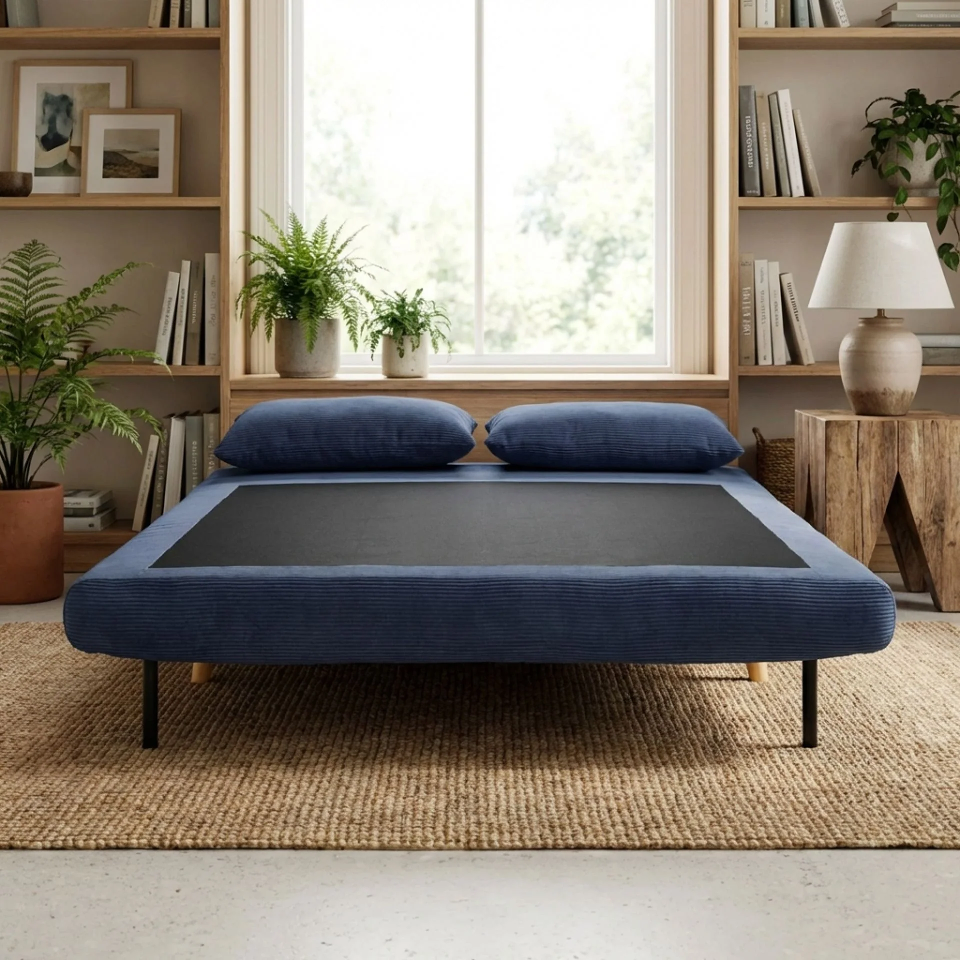 Hastings 2 Seater Fold-Out Sofa Bed - Navy Blue - Image 7