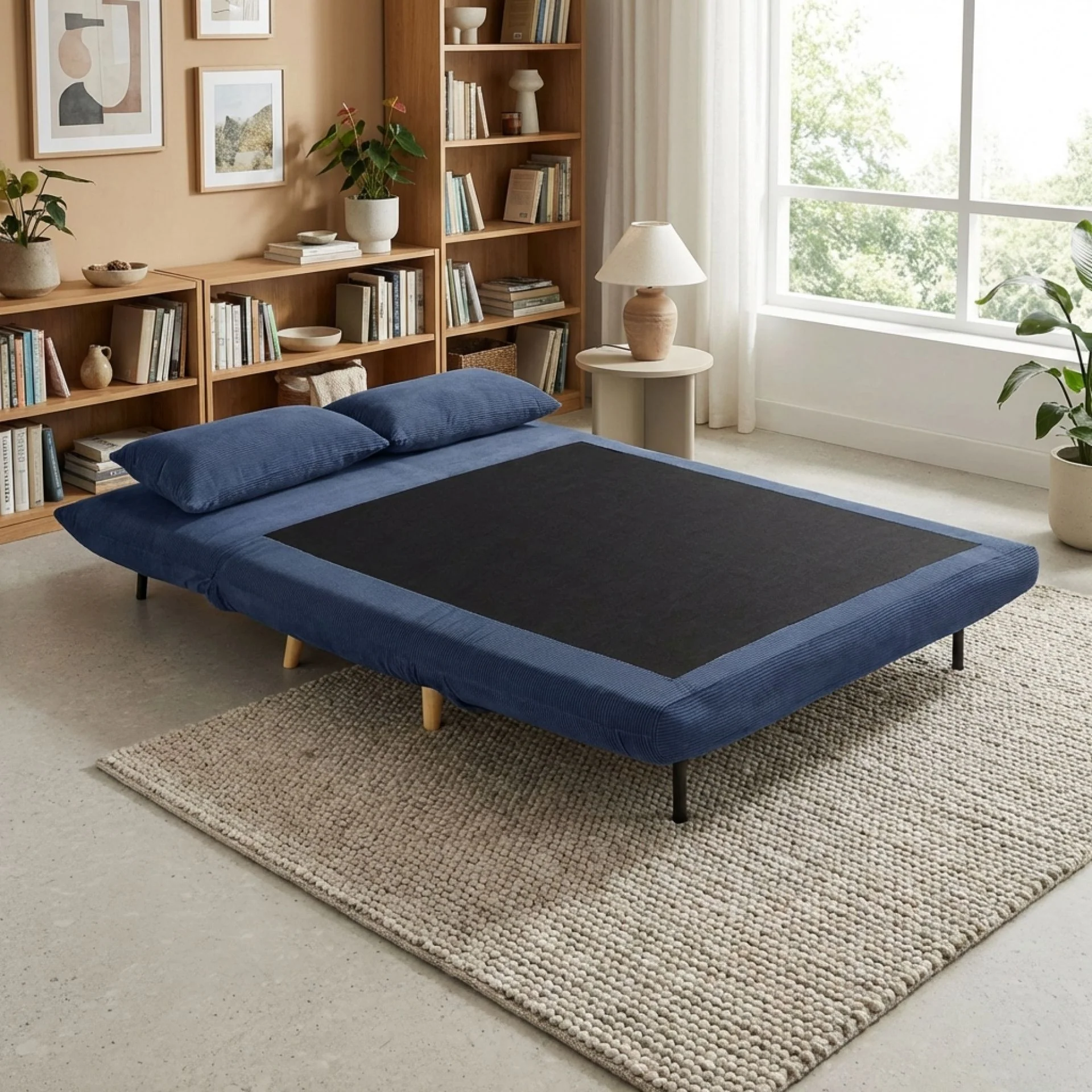 Hastings 2 Seater Fold-Out Sofa Bed - Navy Blue - Image 8