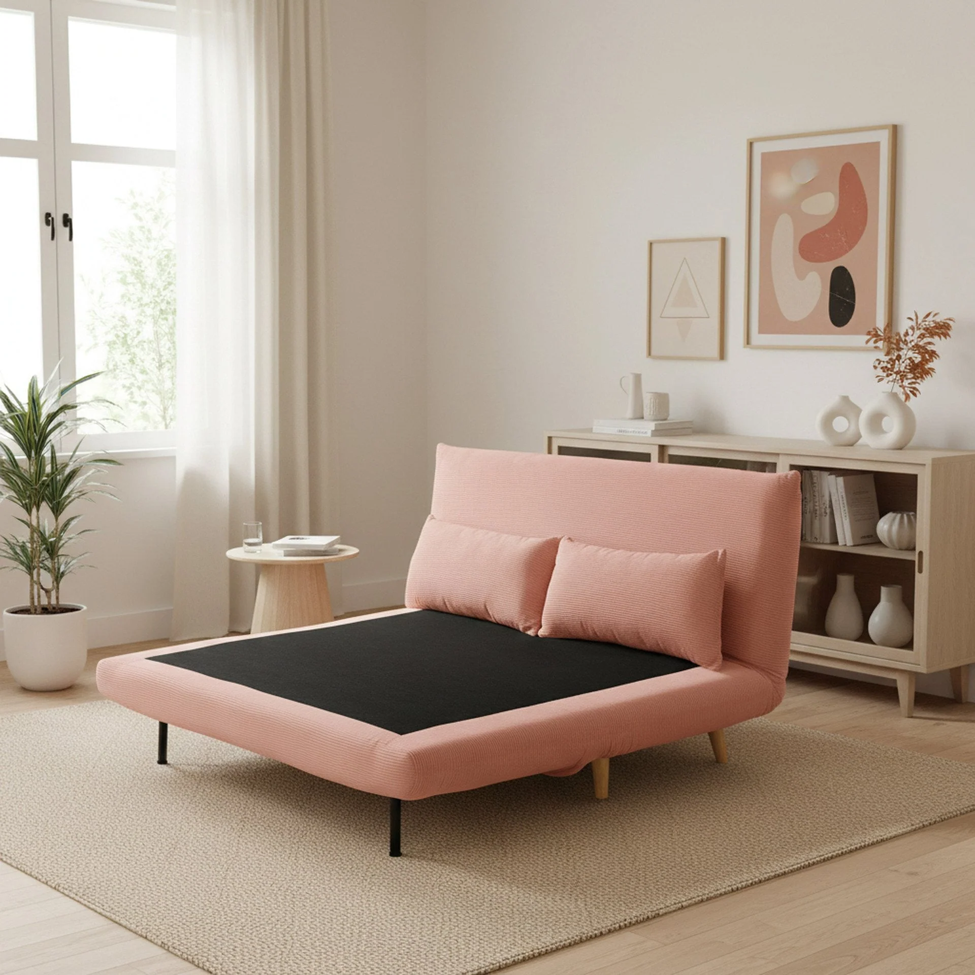 Hastings 2 Seater Fold-Out Sofa Bed - Pink - Image 5
