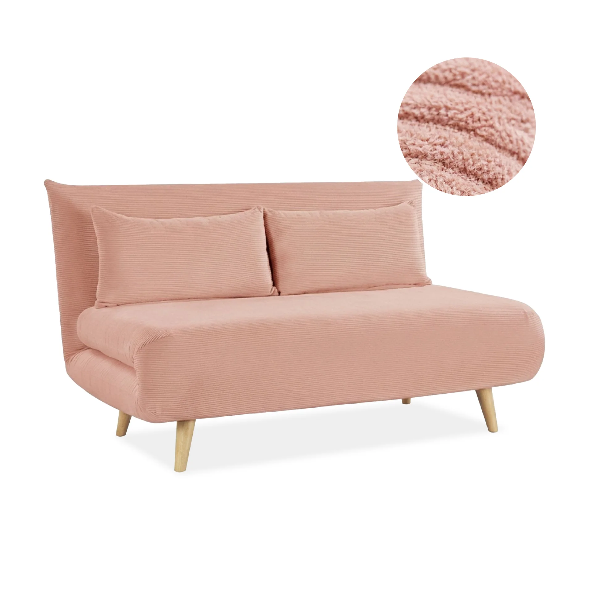 Hastings 2 Seater Fold-Out Sofa Bed - Pink - Image 6