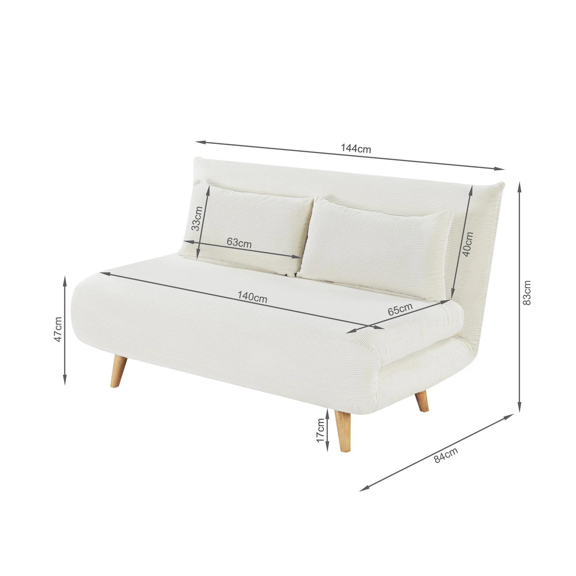 Hastings 2 Seater Fold-Out Sofa Bed - Beige - Image 16