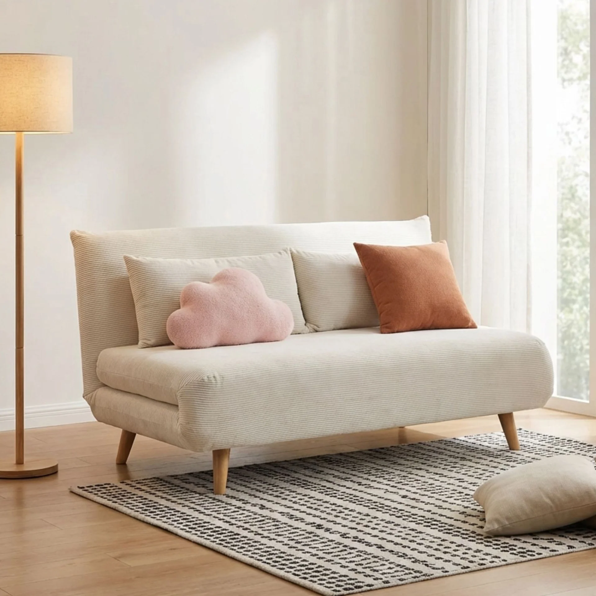 Hastings 2 Seater Fold-Out Sofa Bed - Beige - Image 3