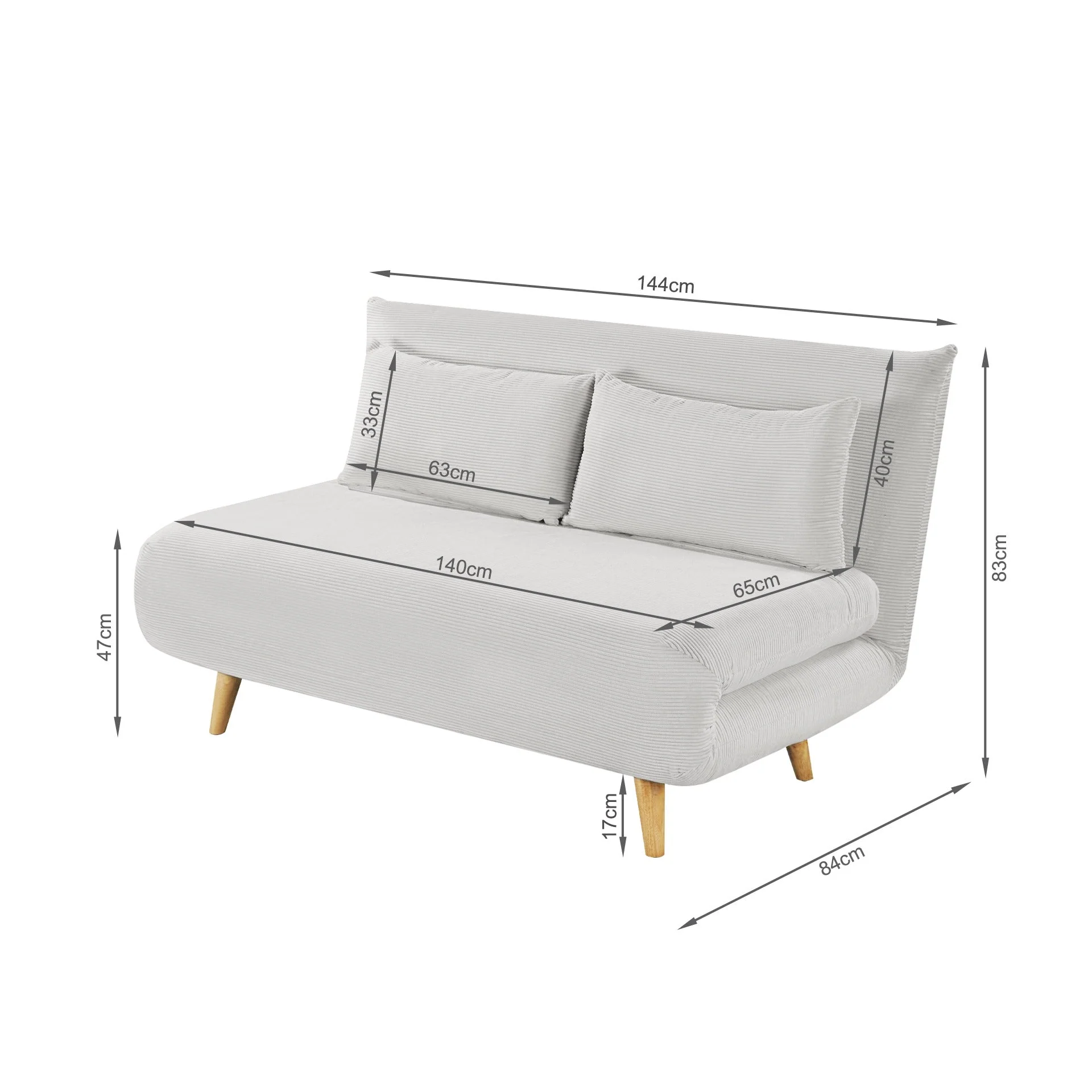 Hastings 2 Seater Fold-Out Sofa Bed - Grey - Image 16