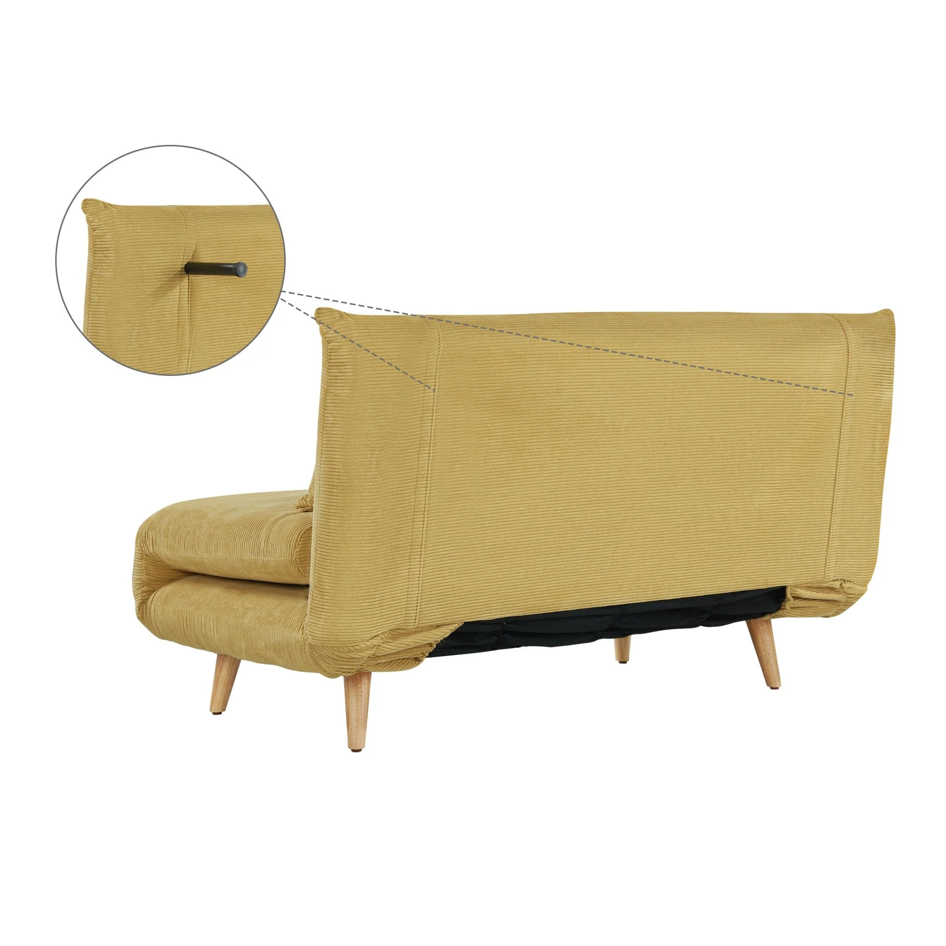 Hastings 2 Seater Fold-Out Sofa Bed - Yellow - Image 12