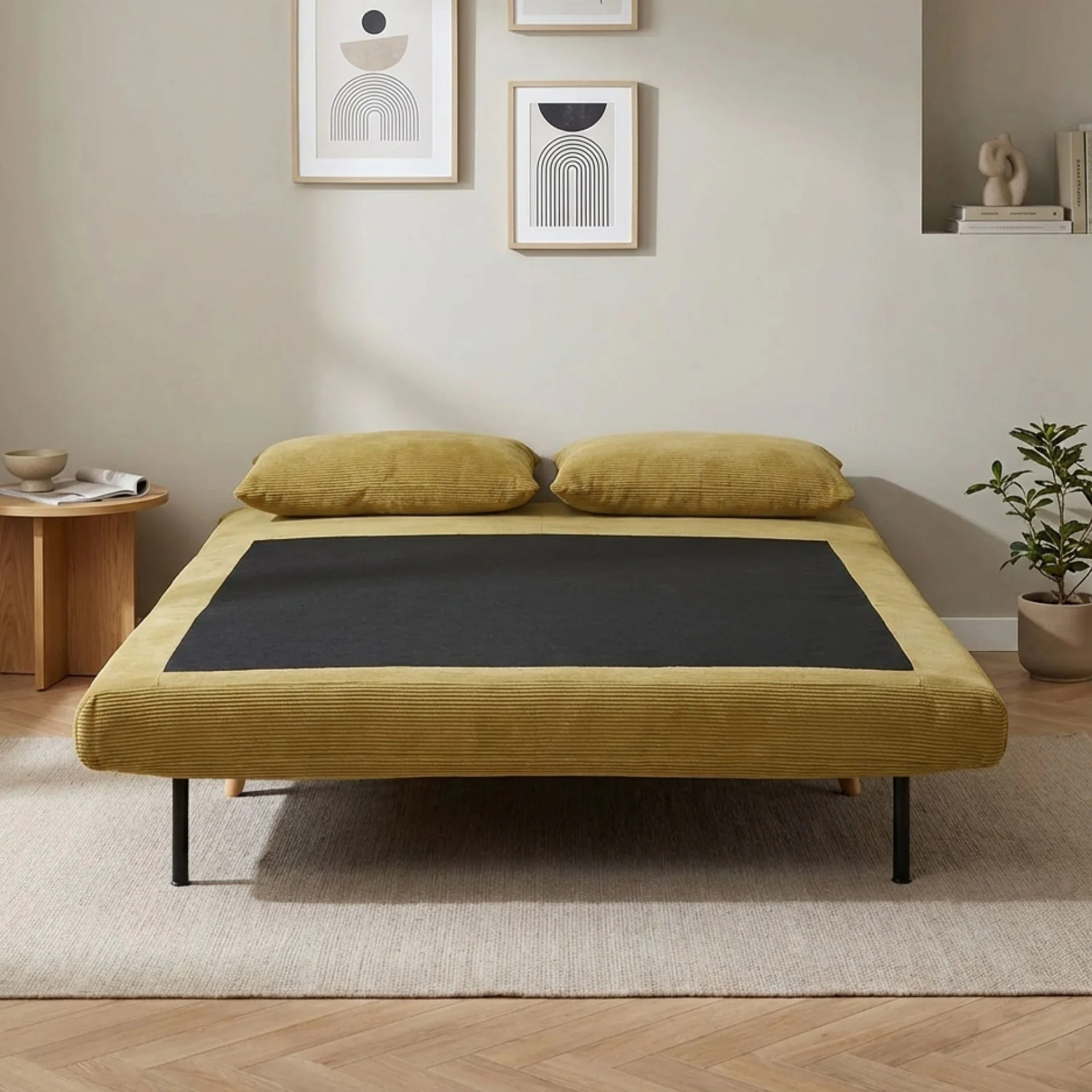 Hastings 2 Seater Fold-Out Sofa Bed - Yellow - Image 7