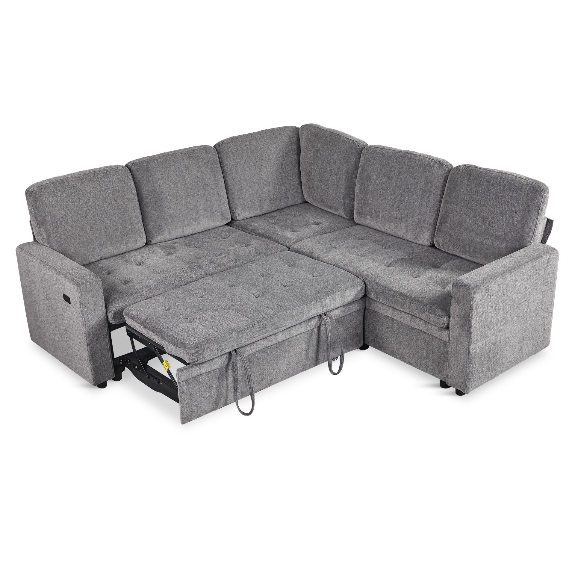 Haven L-Shaped Sofa Bed with Storage - Dark Grey - Image 10