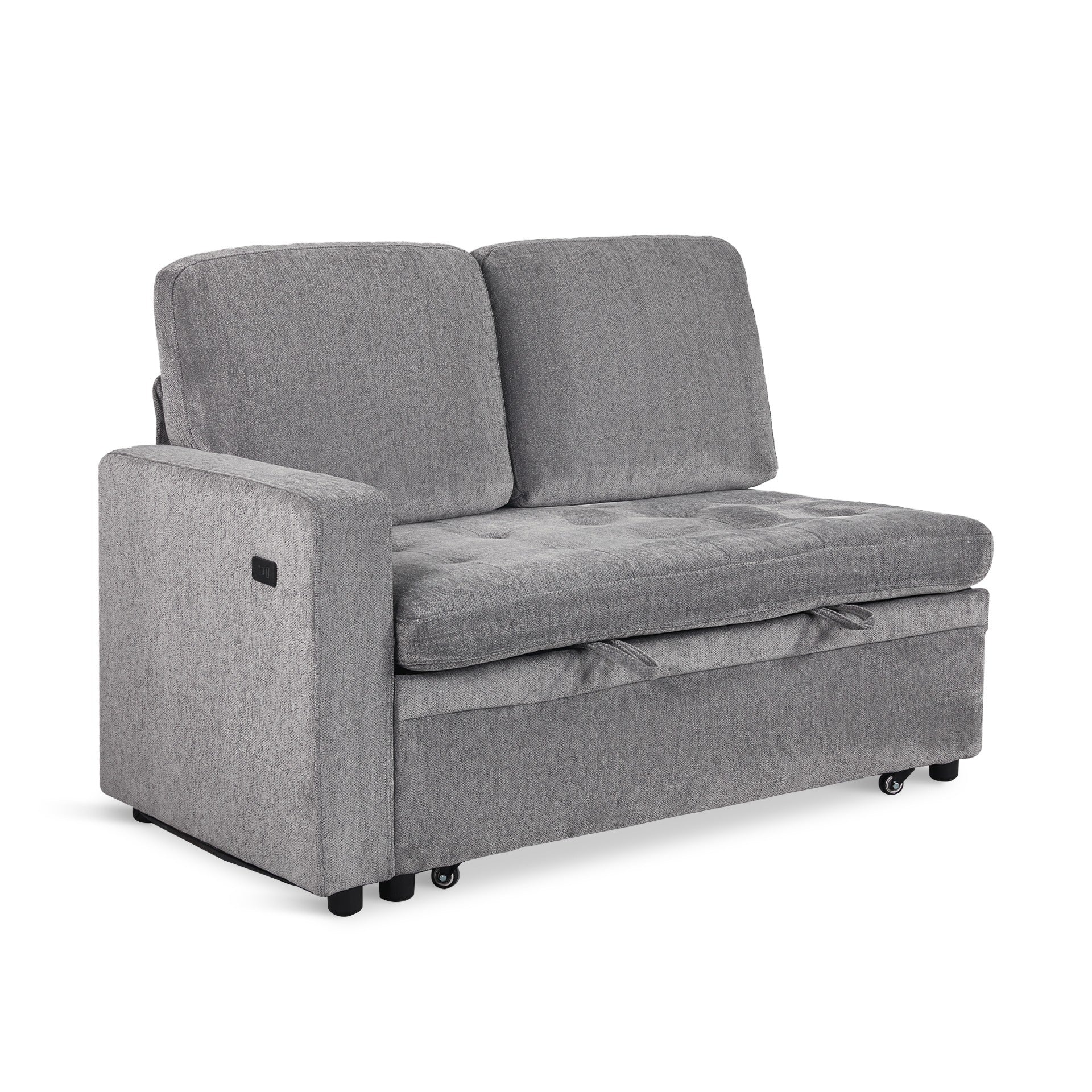 Haven L-Shaped Sofa Bed with Storage - Dark Grey - Image 12