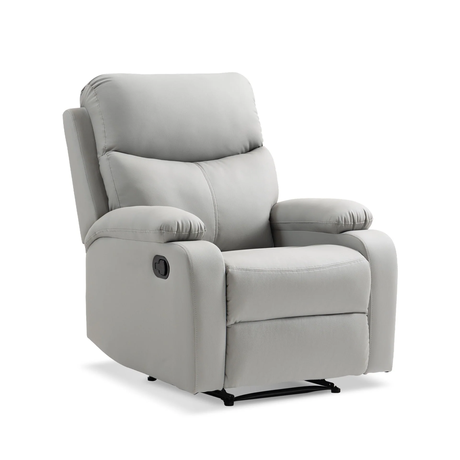 Haven PU Manual Recliner Chair - Light Grey - Image 2