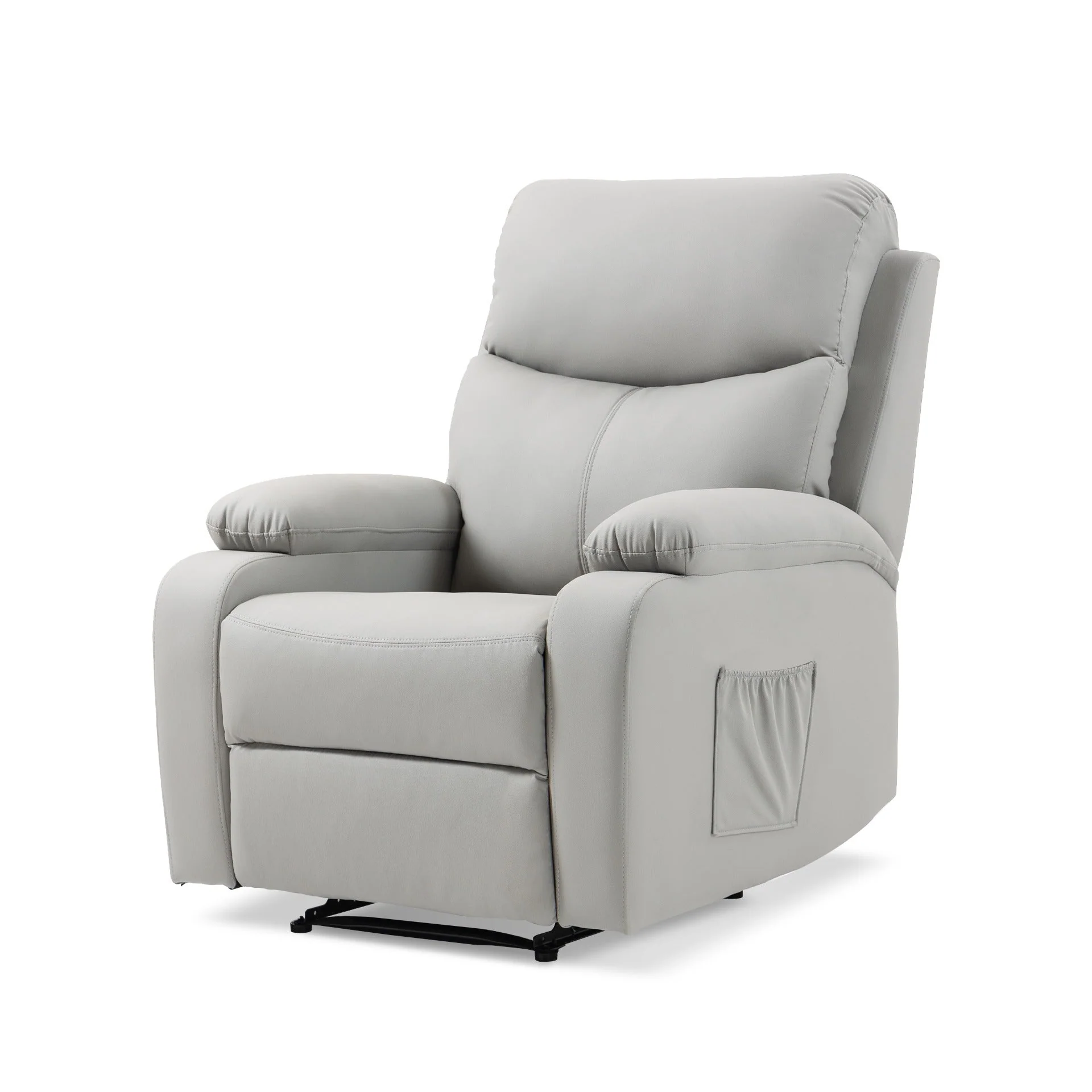 Haven PU Manual Recliner Chair - Light Grey - Image 4