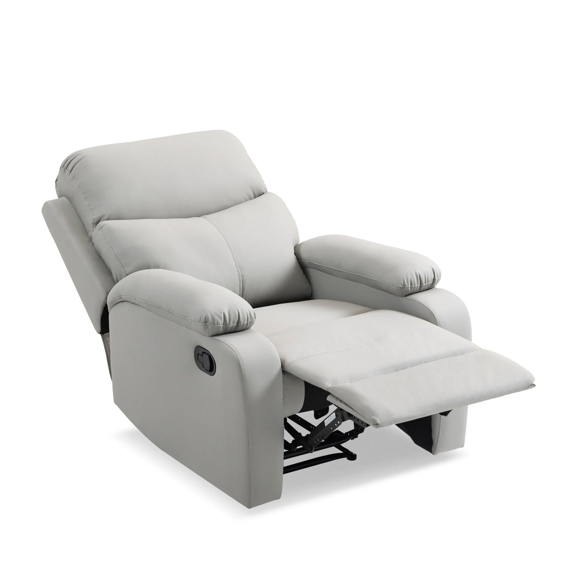 Haven PU Manual Recliner Chair - Light Grey - Image 6