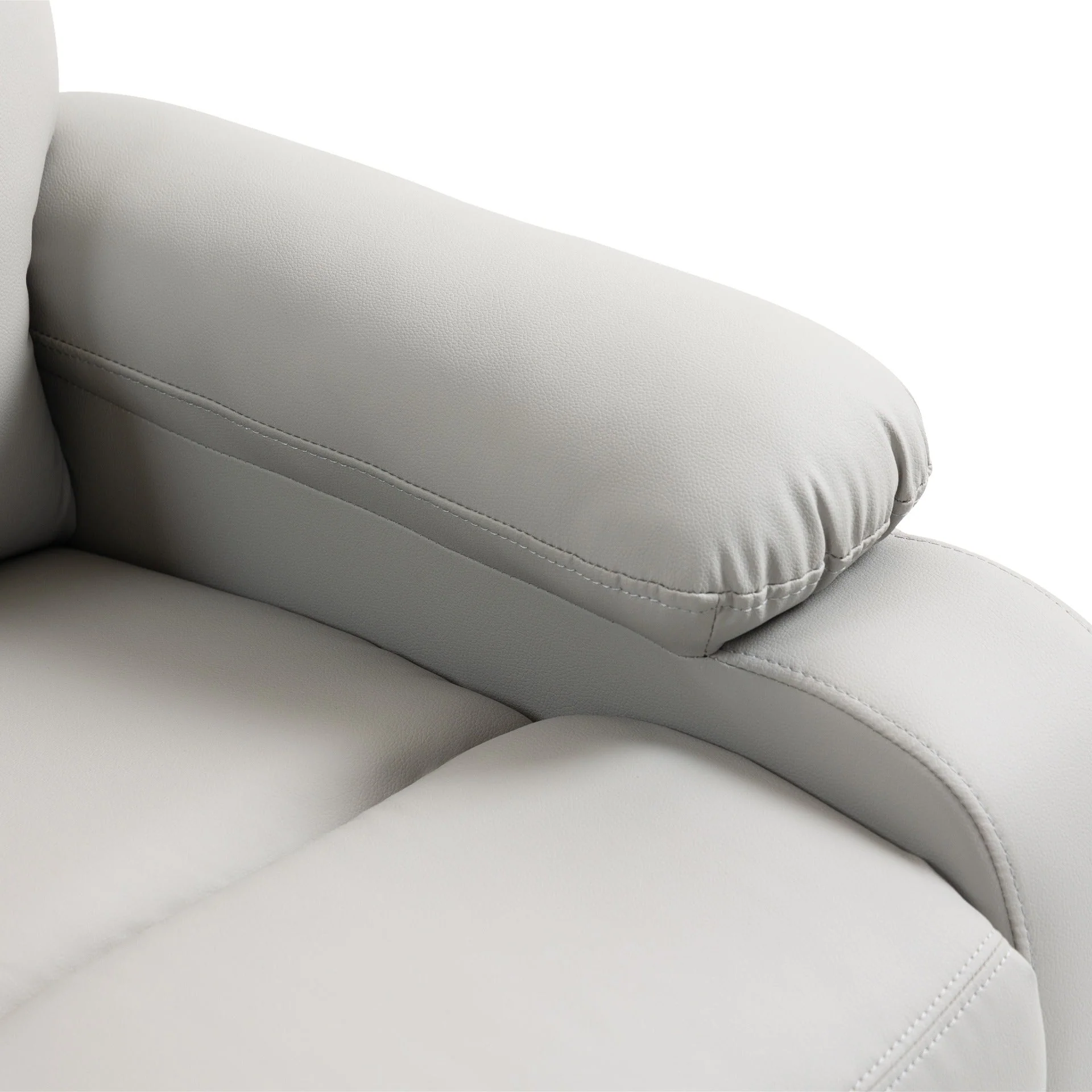 Haven PU Manual Recliner Chair - Light Grey - Image 8