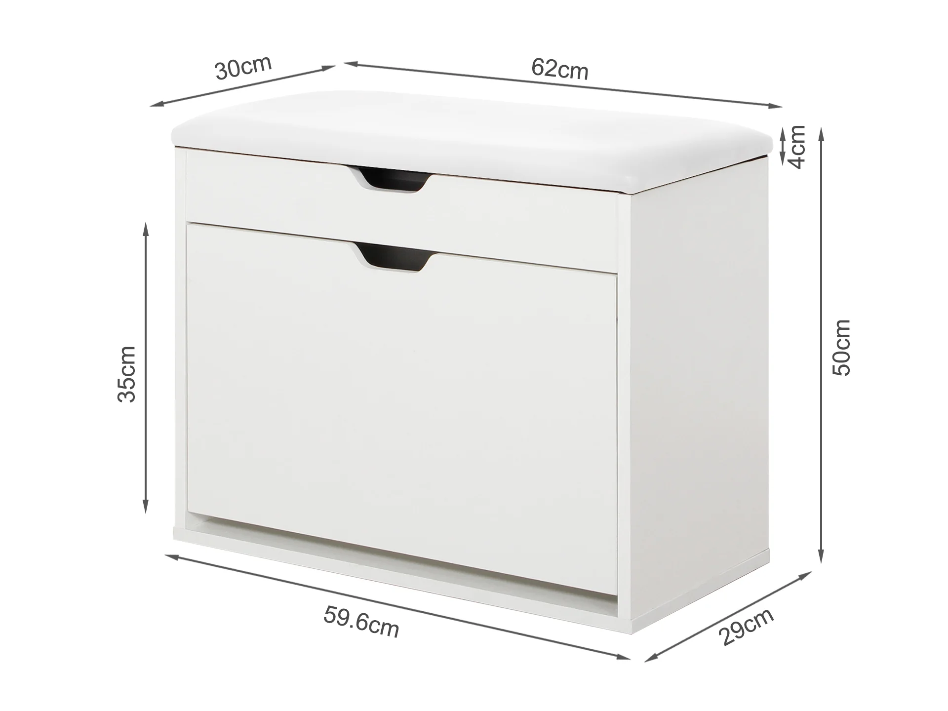 Hawea Shoe Rack Storage Cabinet 3 Layer - White - Image 7