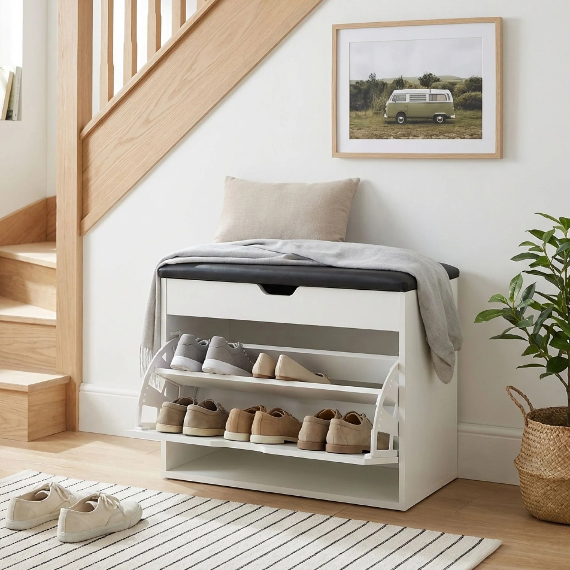 Hawea Wooden Shoe Rack 3 Layer - White - Image 2