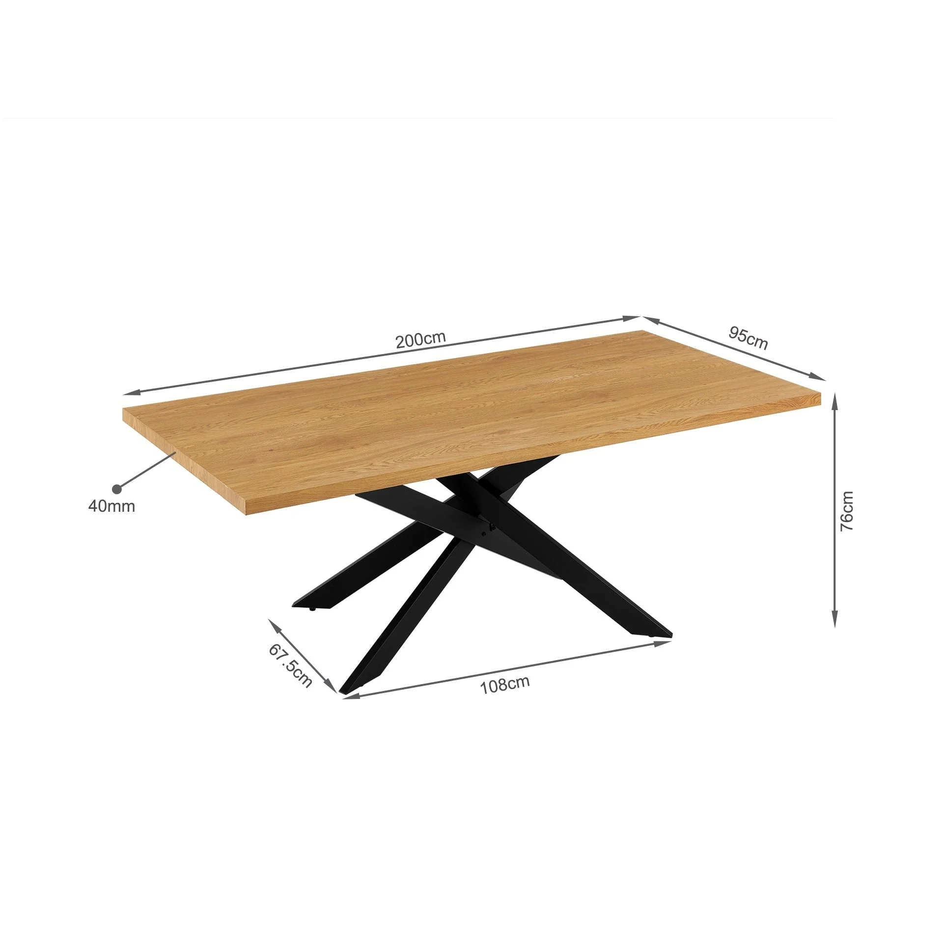 Hayden Rectangle Dining Table 200 x 95cm - Oak - Image 10