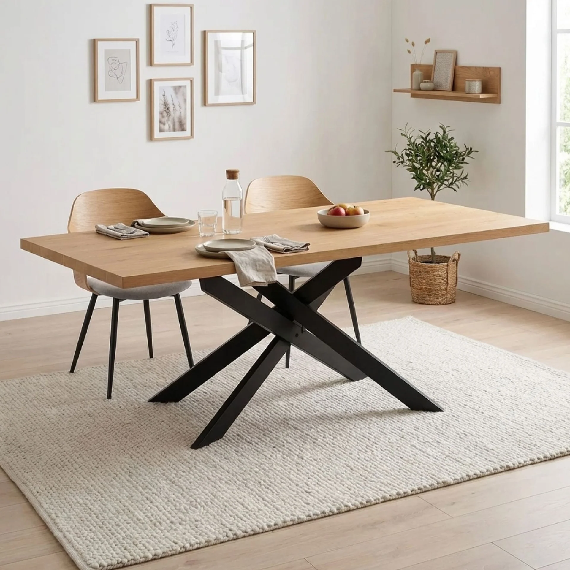 Hayden Rectangle Dining Table 200 x 95cm - Oak - Image 3