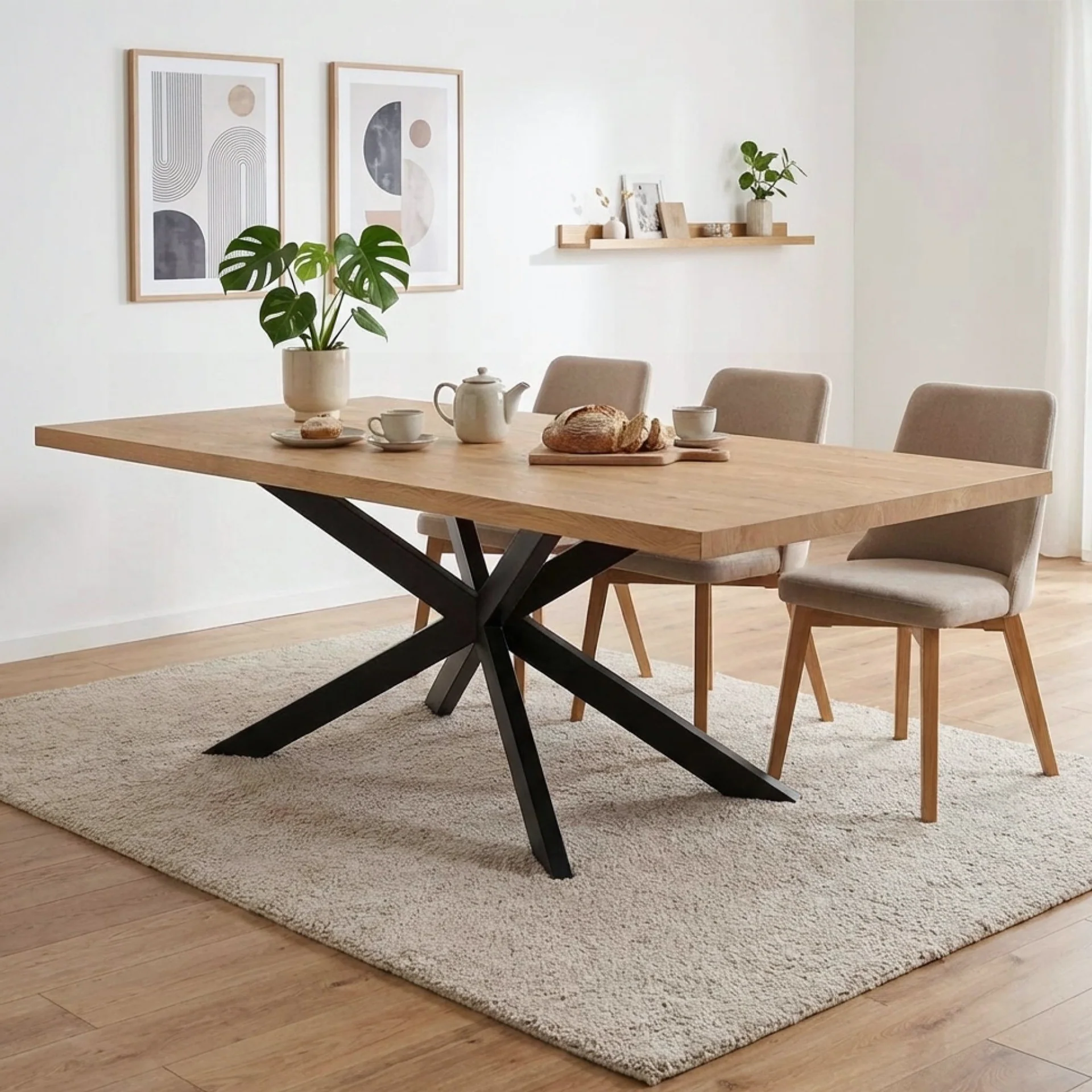Hayden Rectangle Dining Table 200 x 95cm - Oak - Image 4