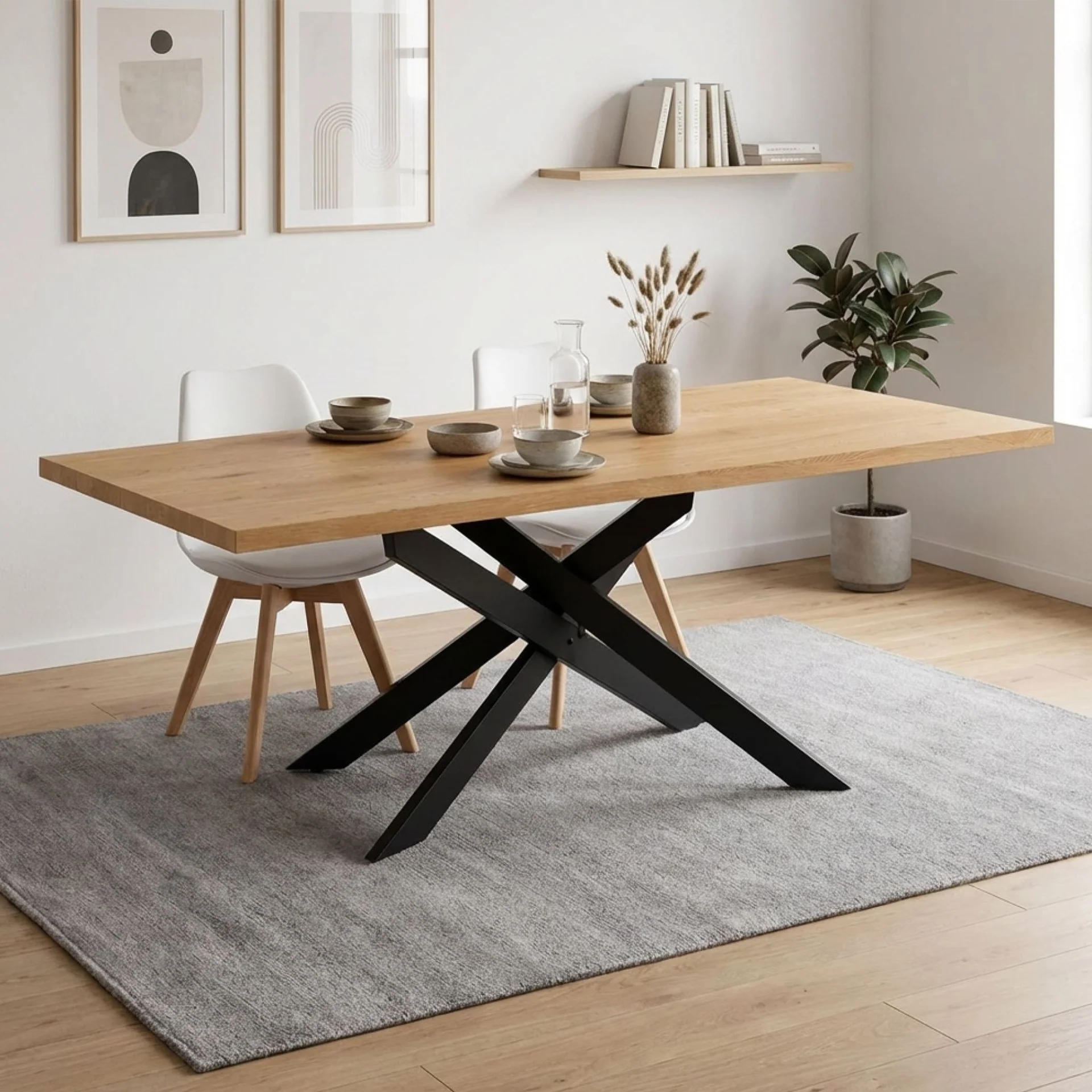 Hayden Rectangle Dining Table 200 x 95cm - Oak - Image 5