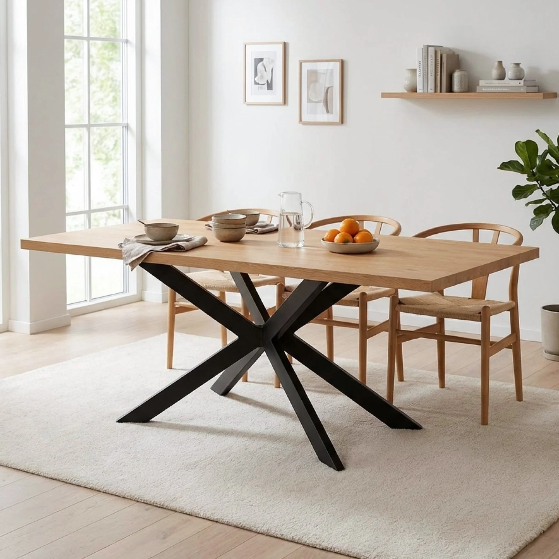 Hayden Rectangle Dining Table 200 x 95cm - Oak - Image 6